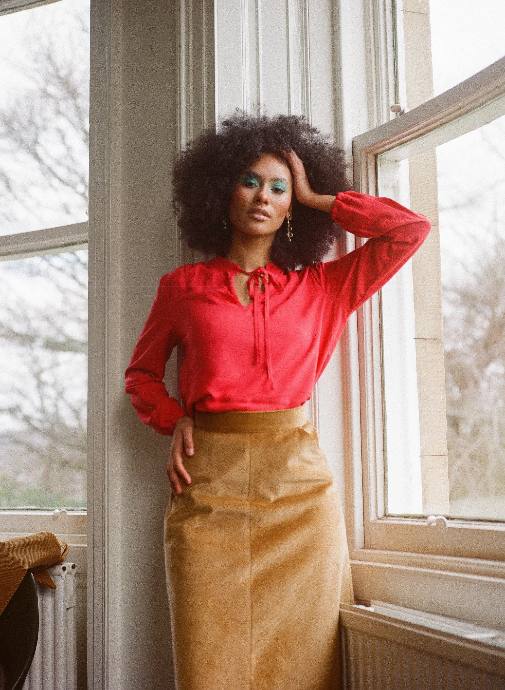 1970s A-line Corduroy Skirt - Tan