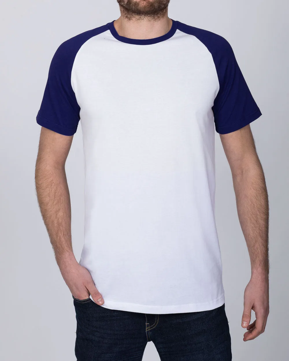 2t Raglan Tall T-Shirt (white/navy)