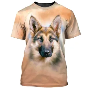 3D Dog T Shirts, Love German Shepherd All Over Print T-Shirt, Gift For Pet Loves