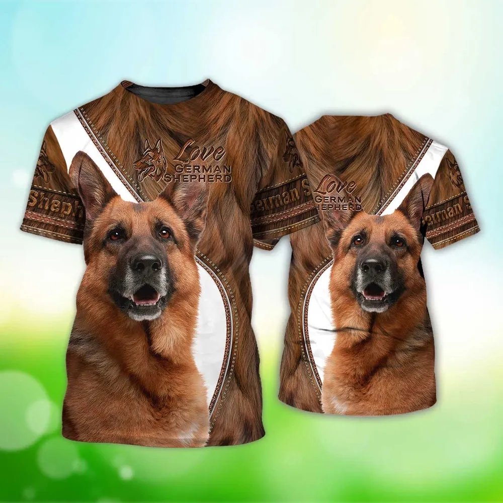 3D Dog T Shirts, Love German Shepherd All Over Print T-Shirt, Gift For Pet Loves