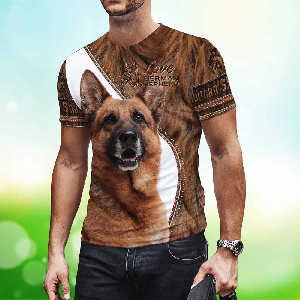 3D Dog T Shirts, Love German Shepherd All Over Print T-Shirt, Gift For Pet Loves