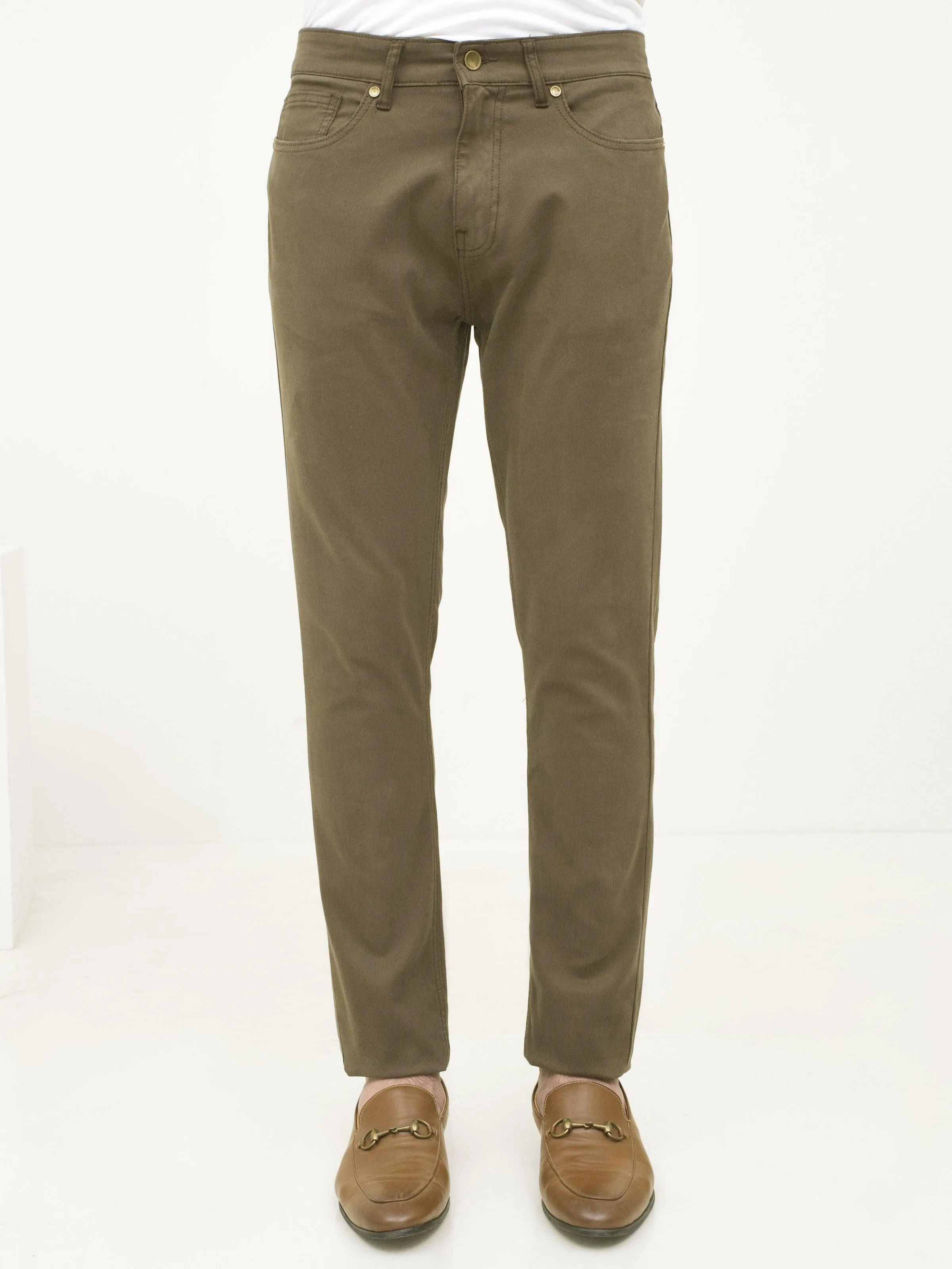 5 POCKET SLIM FIT CASUAL PANT OLIVE