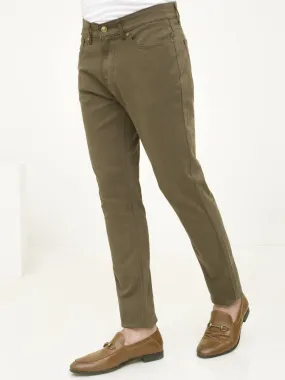 5 POCKET SLIM FIT CASUAL PANT OLIVE