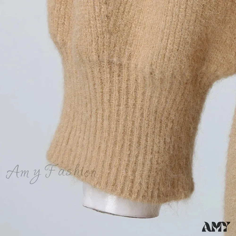 Amy Fashion - Solid Casual Cardigan Womens Cotton Sweaters