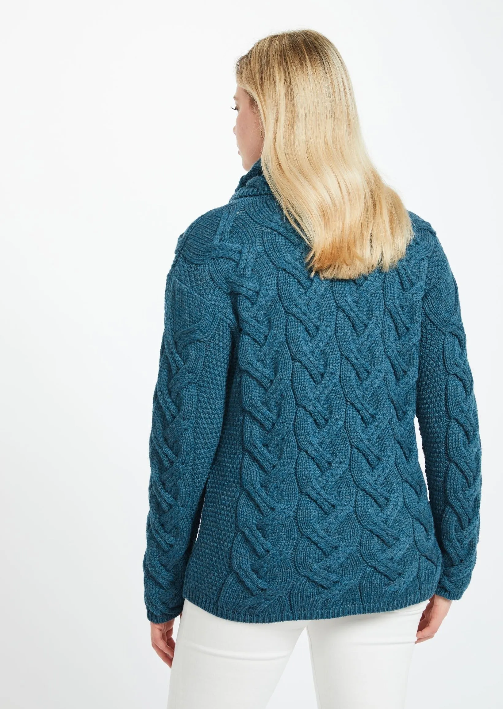 Aran Cowl Neck Chunky Sweater | Irish Sea