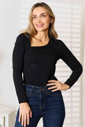 Asymmetrical Neck Long Sleeve T-shirt