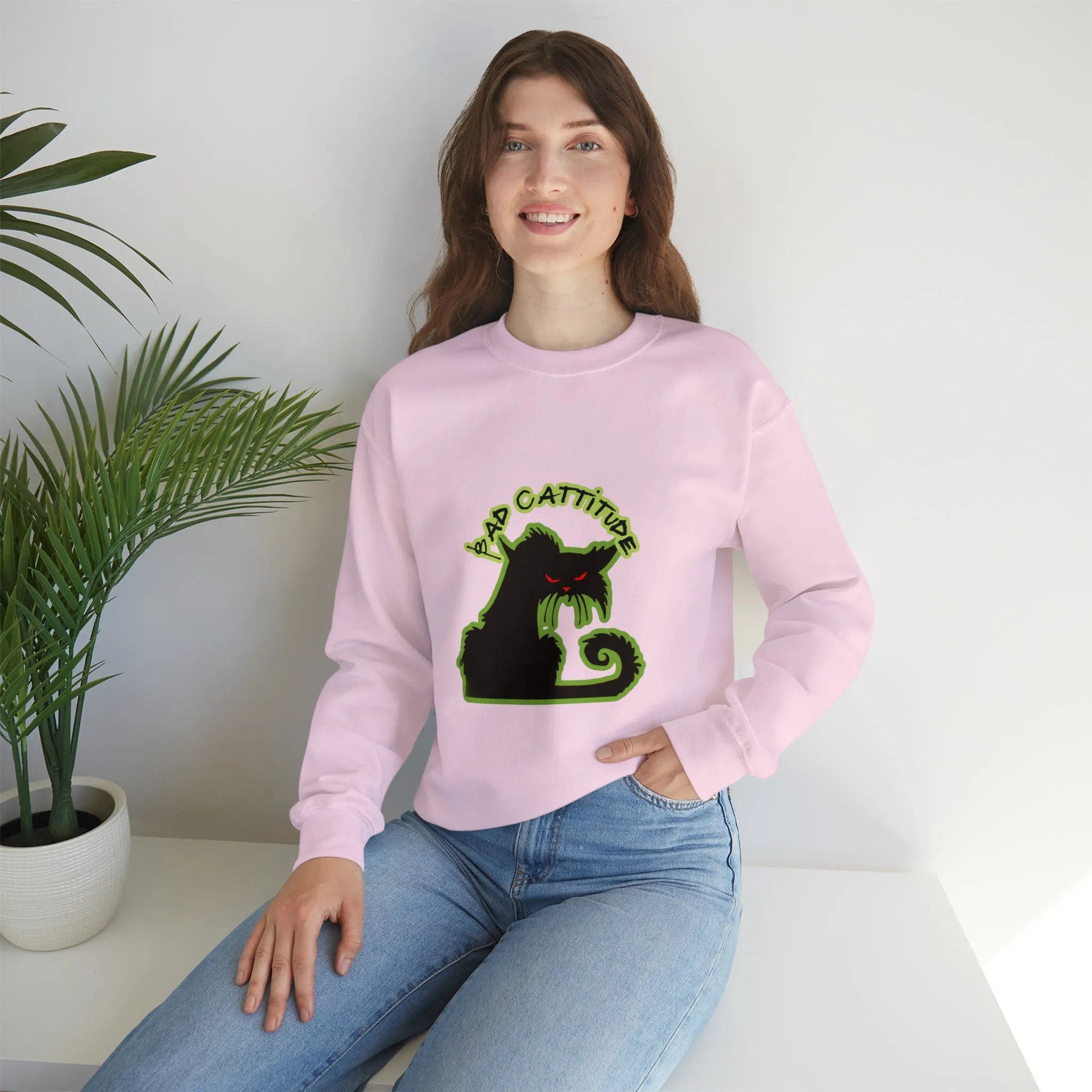 Bad Cattitude Unisex Heavy Blend™ Crewneck Sweatshirt