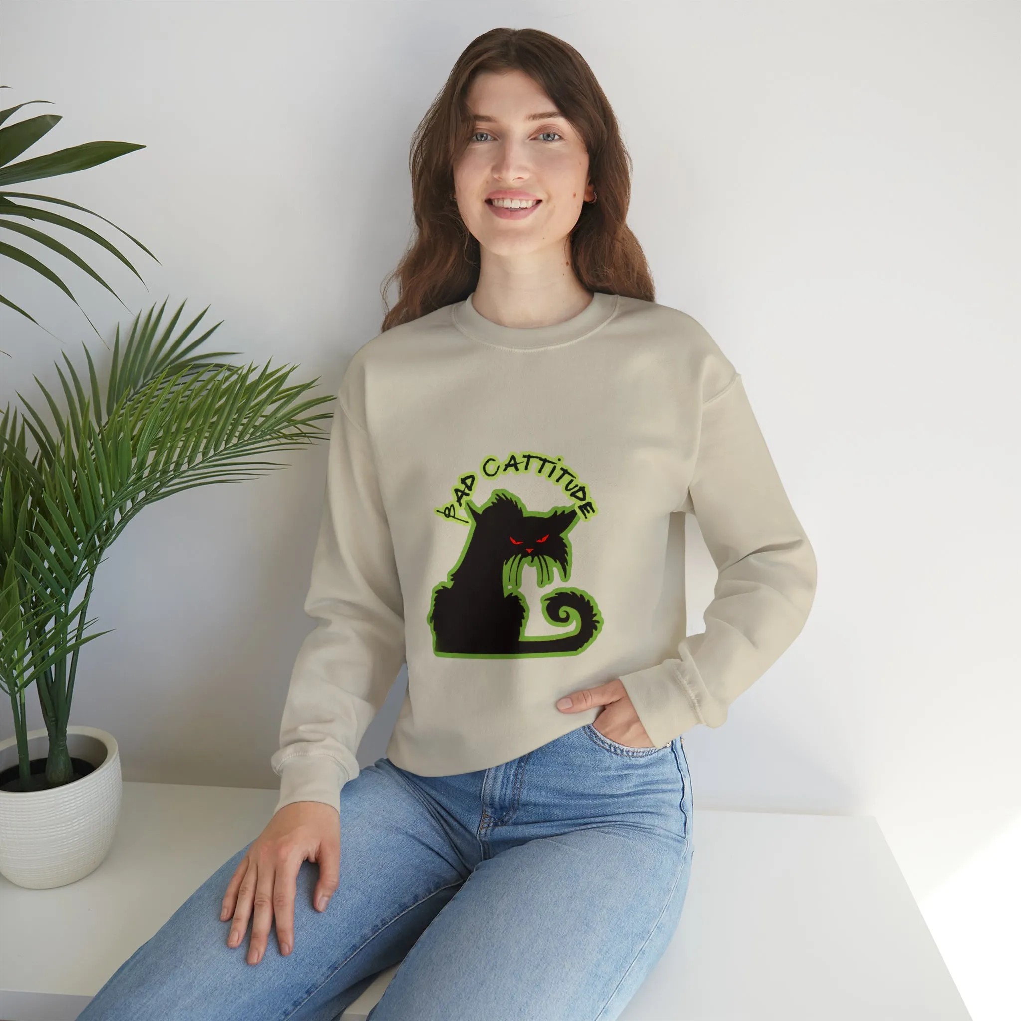 Bad Cattitude Unisex Heavy Blend™ Crewneck Sweatshirt