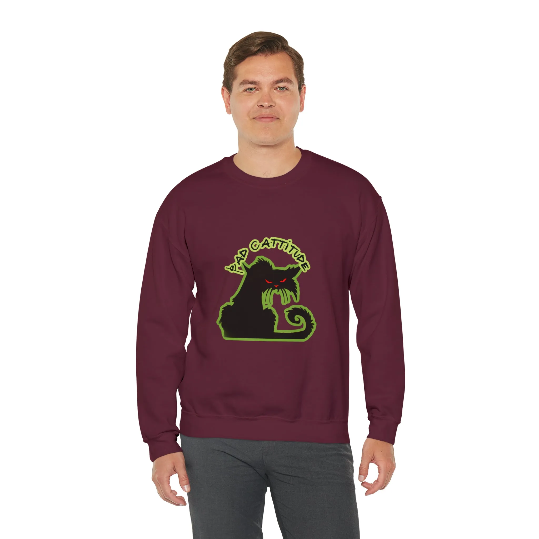 Bad Cattitude Unisex Heavy Blend™ Crewneck Sweatshirt