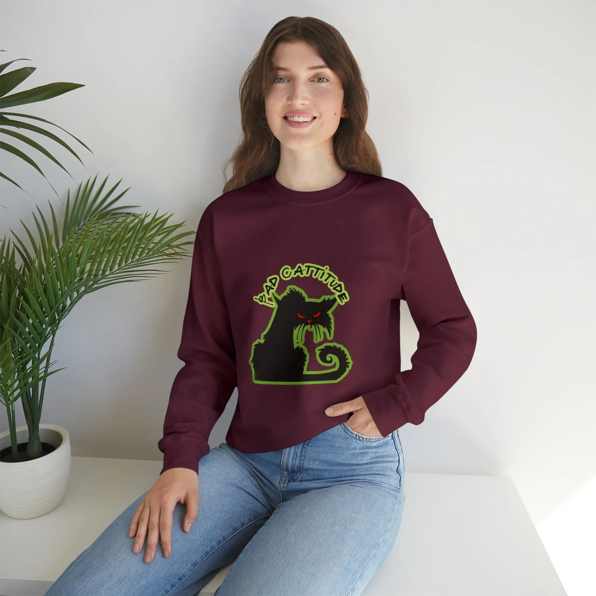 Bad Cattitude Unisex Heavy Blend™ Crewneck Sweatshirt