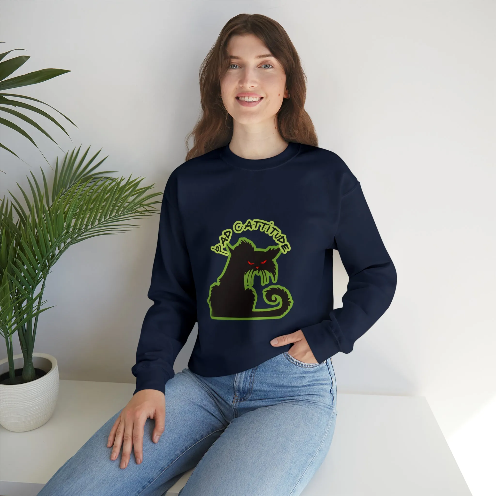 Bad Cattitude Unisex Heavy Blend™ Crewneck Sweatshirt