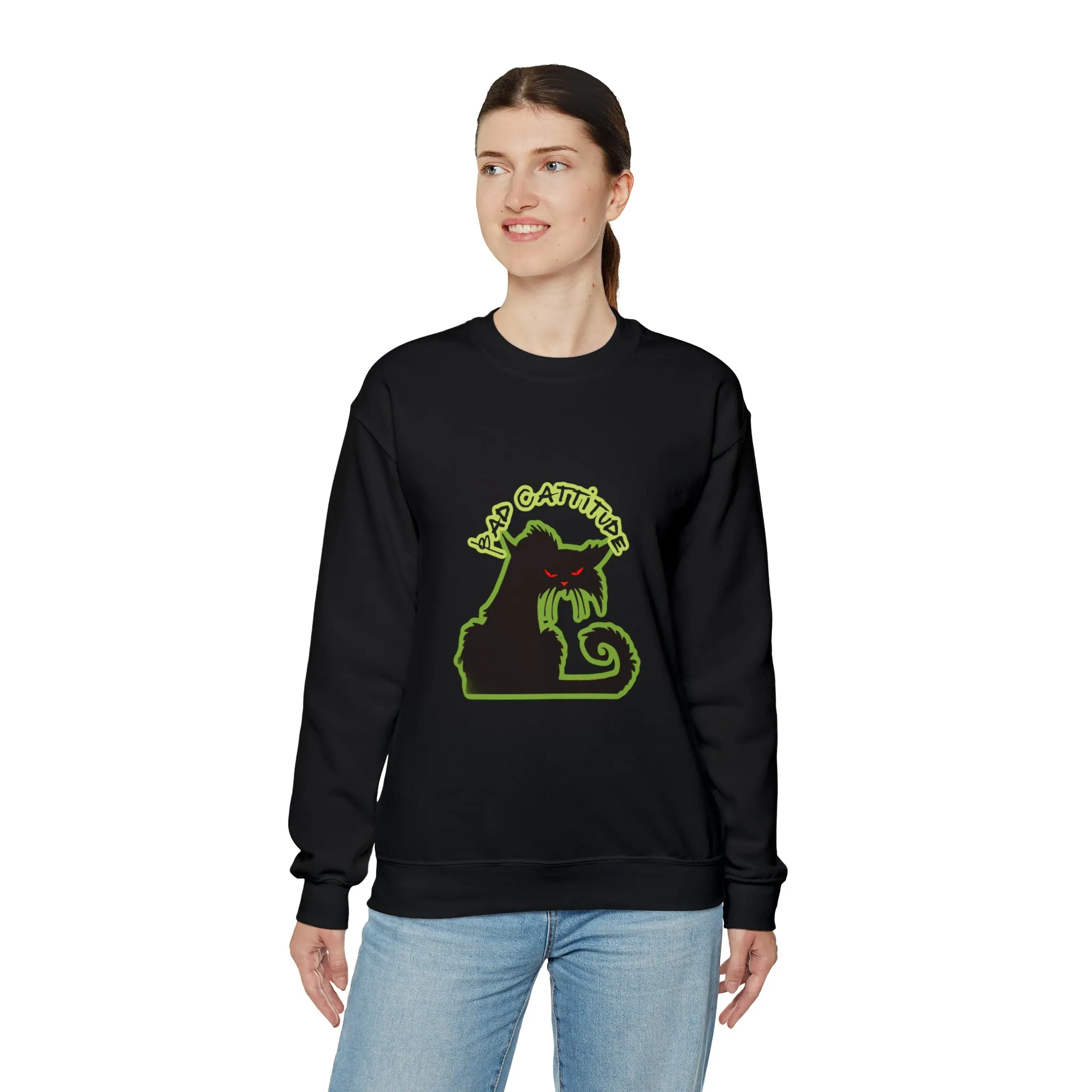 Bad Cattitude Unisex Heavy Blend™ Crewneck Sweatshirt