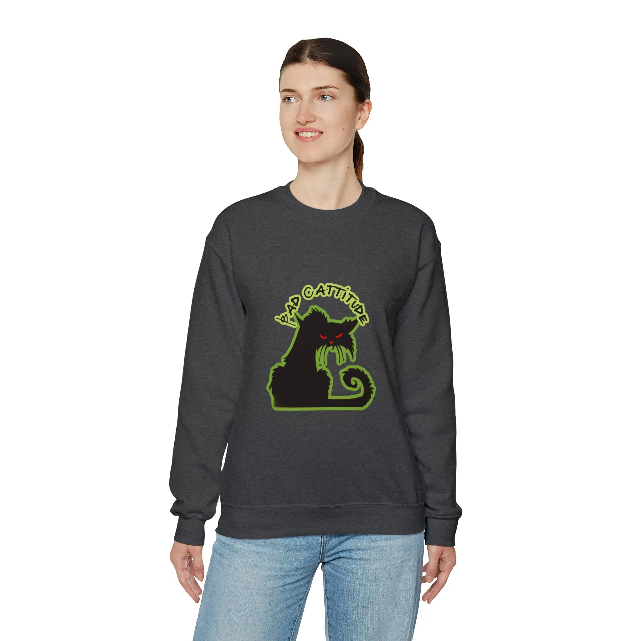 Bad Cattitude Unisex Heavy Blend™ Crewneck Sweatshirt