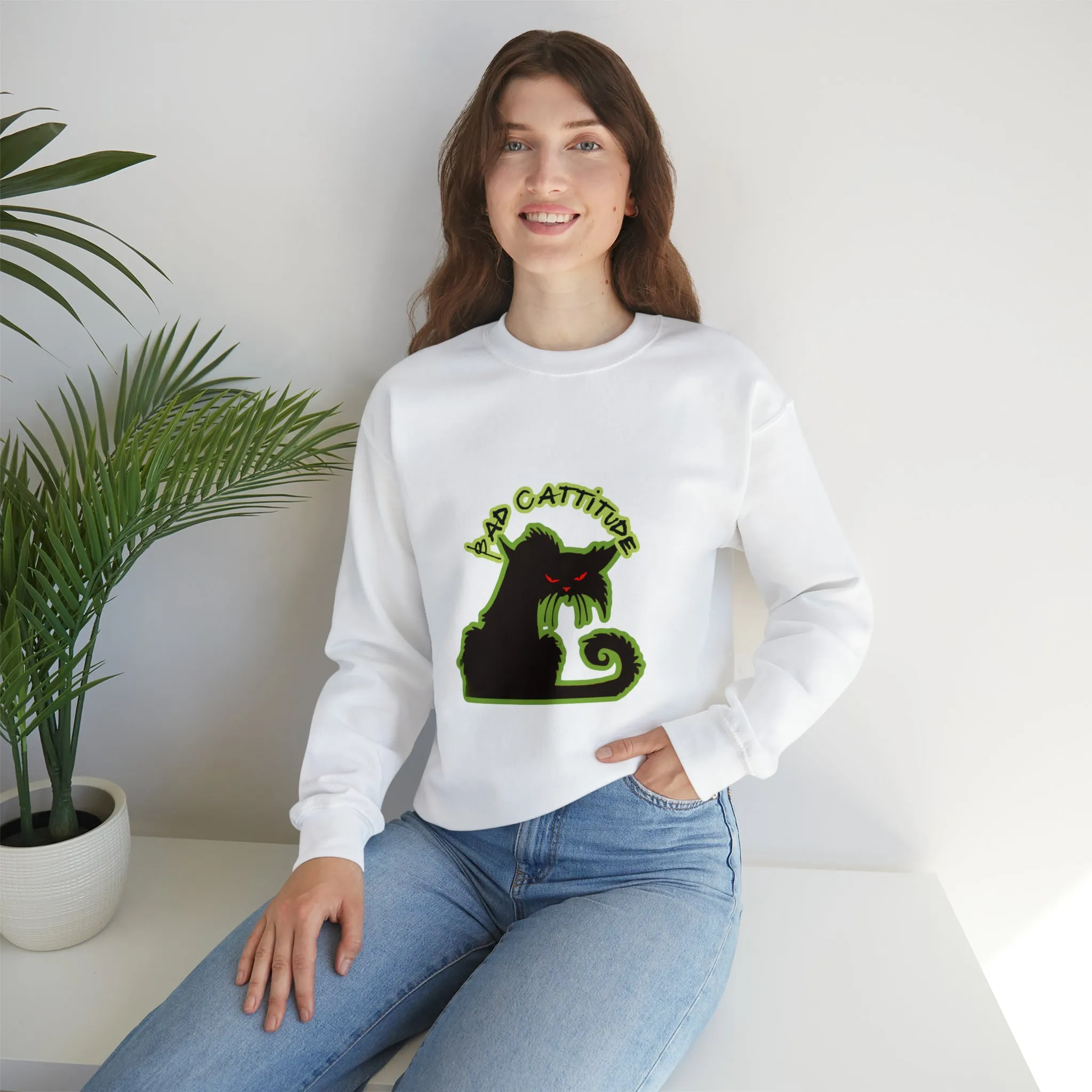 Bad Cattitude Unisex Heavy Blend™ Crewneck Sweatshirt