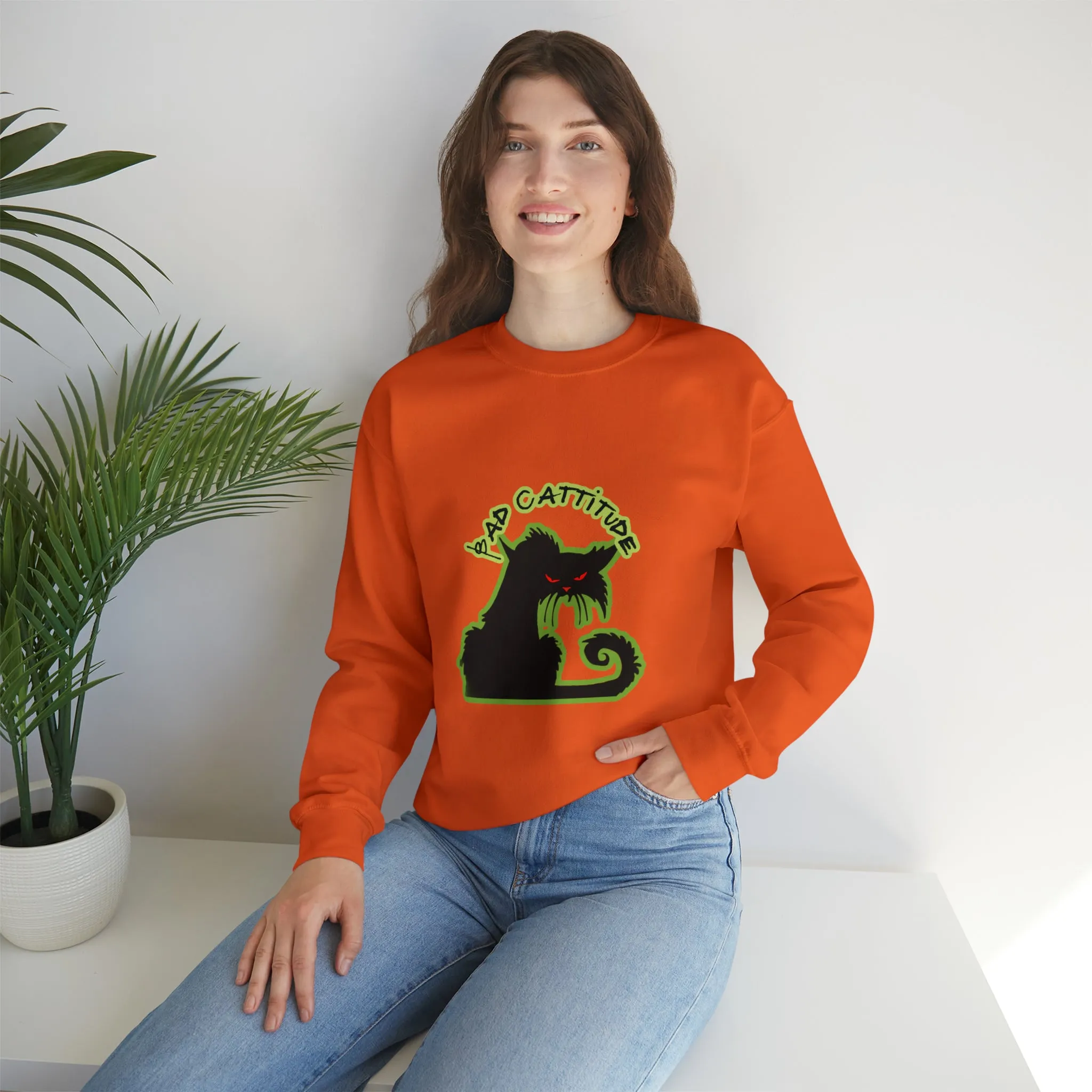 Bad Cattitude Unisex Heavy Blend™ Crewneck Sweatshirt