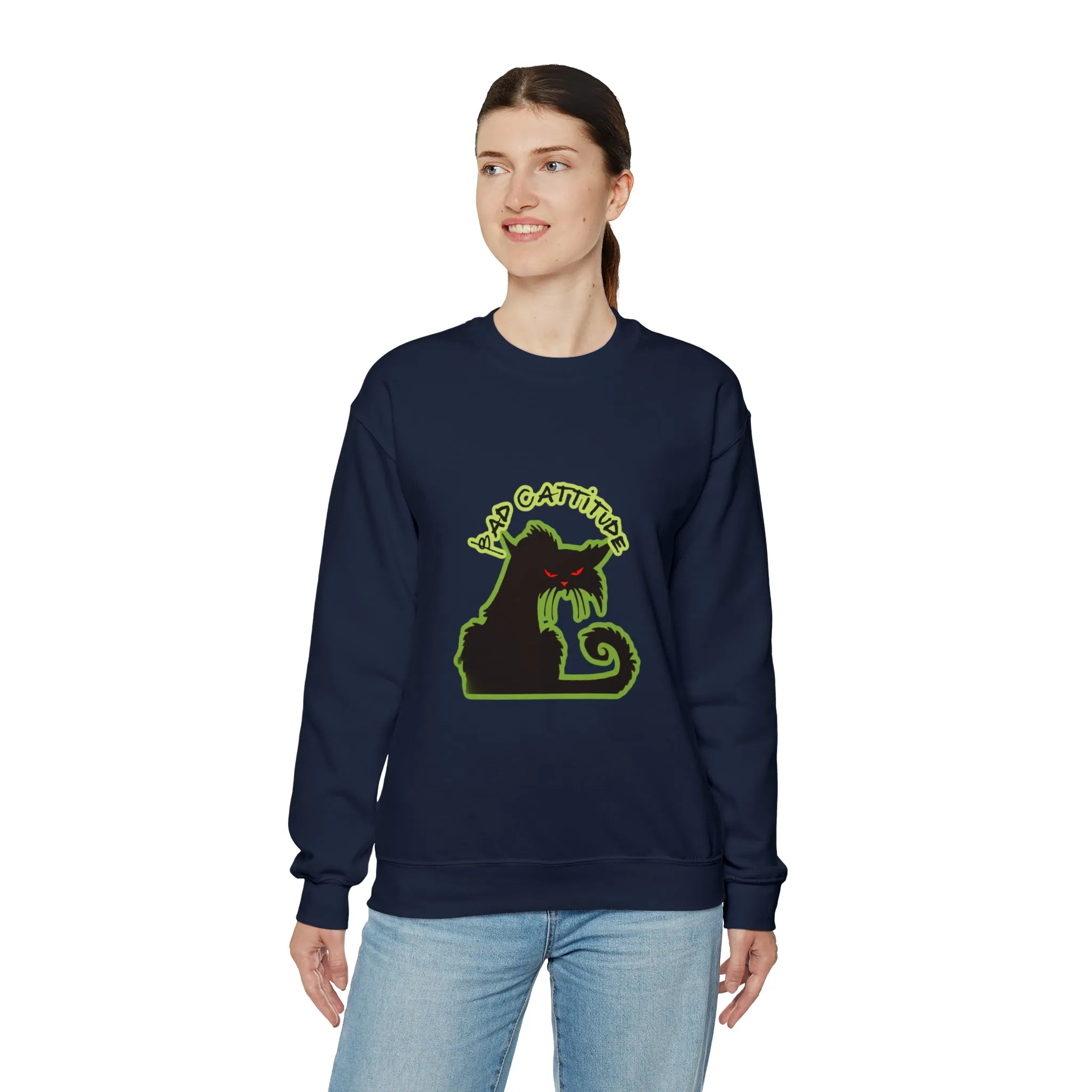 Bad Cattitude Unisex Heavy Blend™ Crewneck Sweatshirt