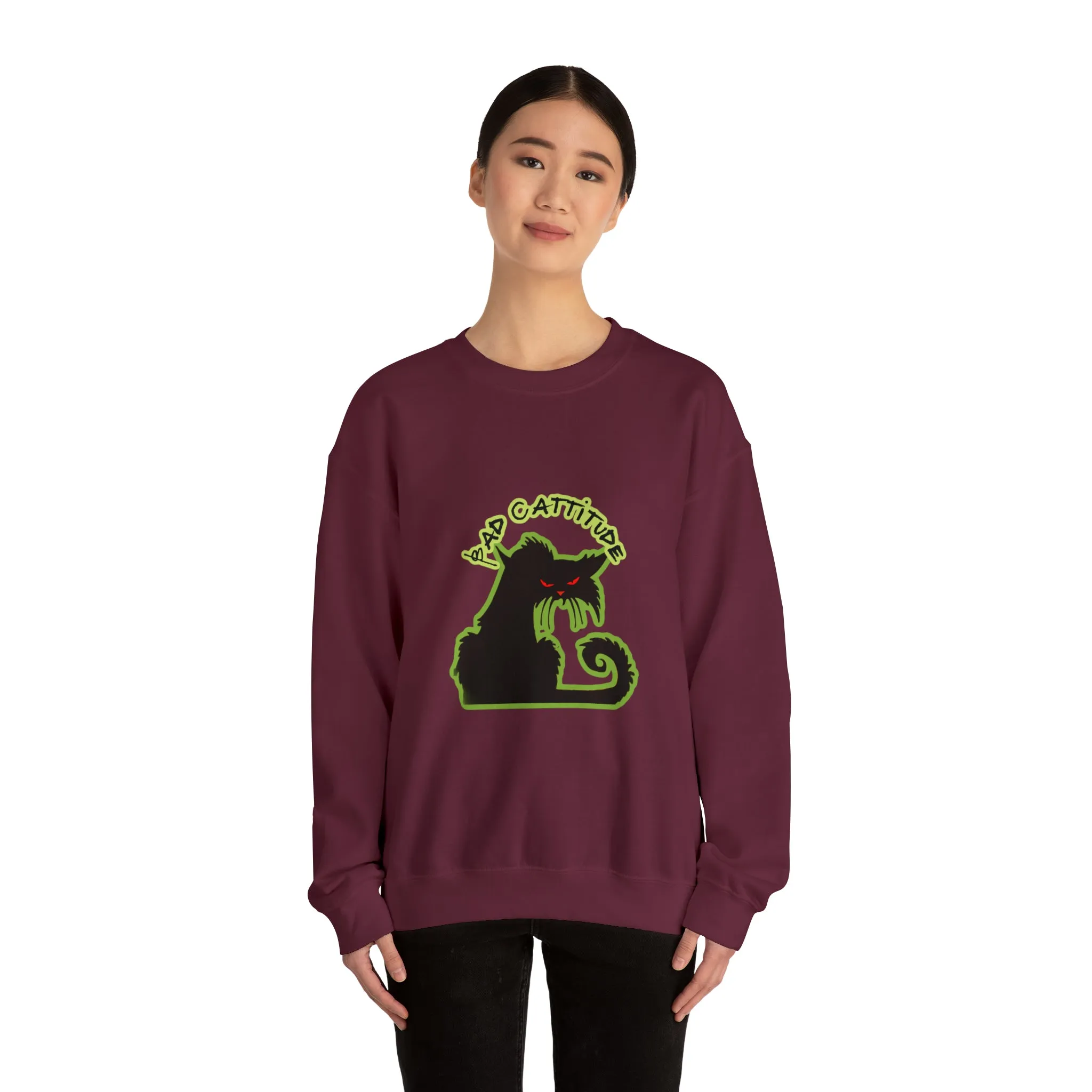 Bad Cattitude Unisex Heavy Blend™ Crewneck Sweatshirt