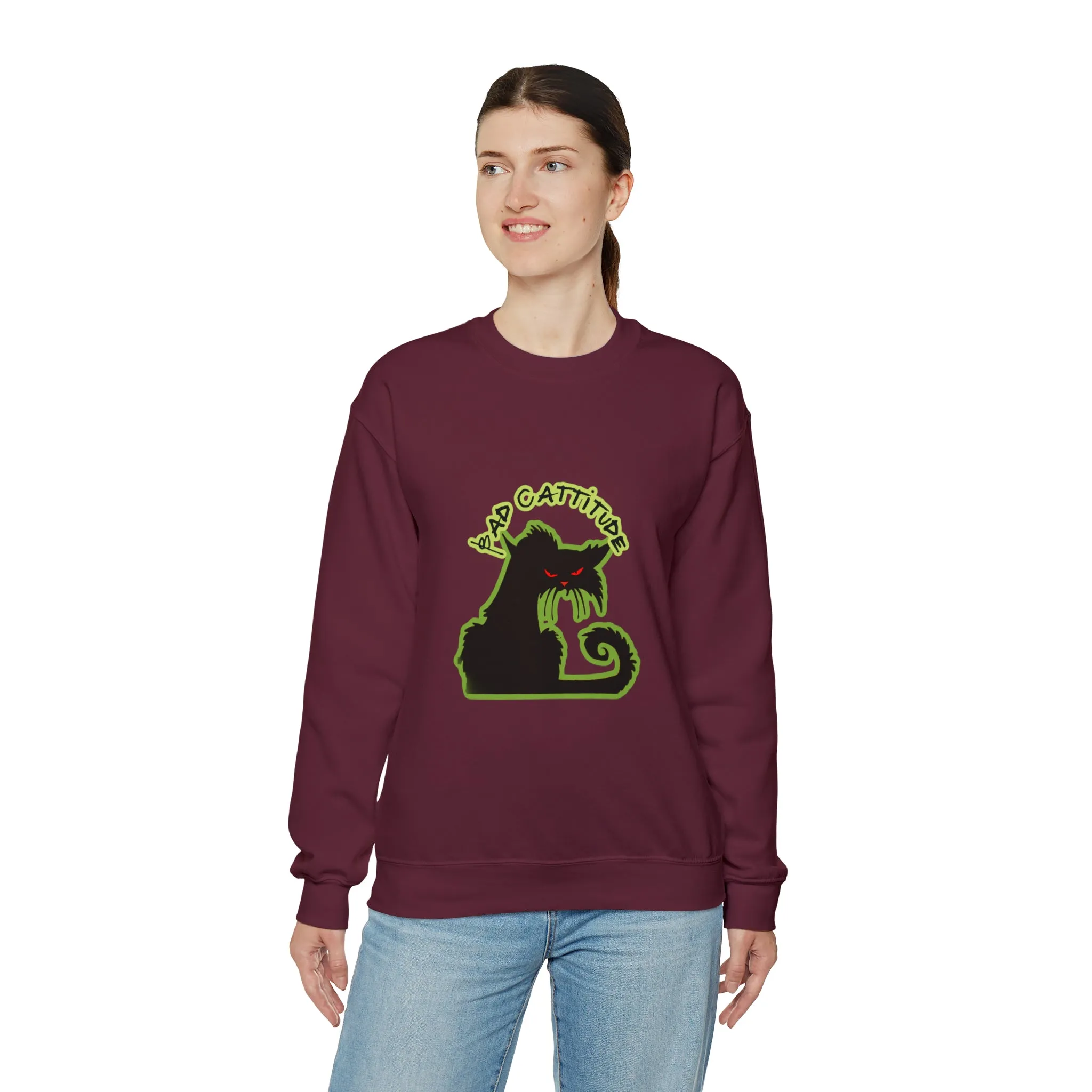 Bad Cattitude Unisex Heavy Blend™ Crewneck Sweatshirt