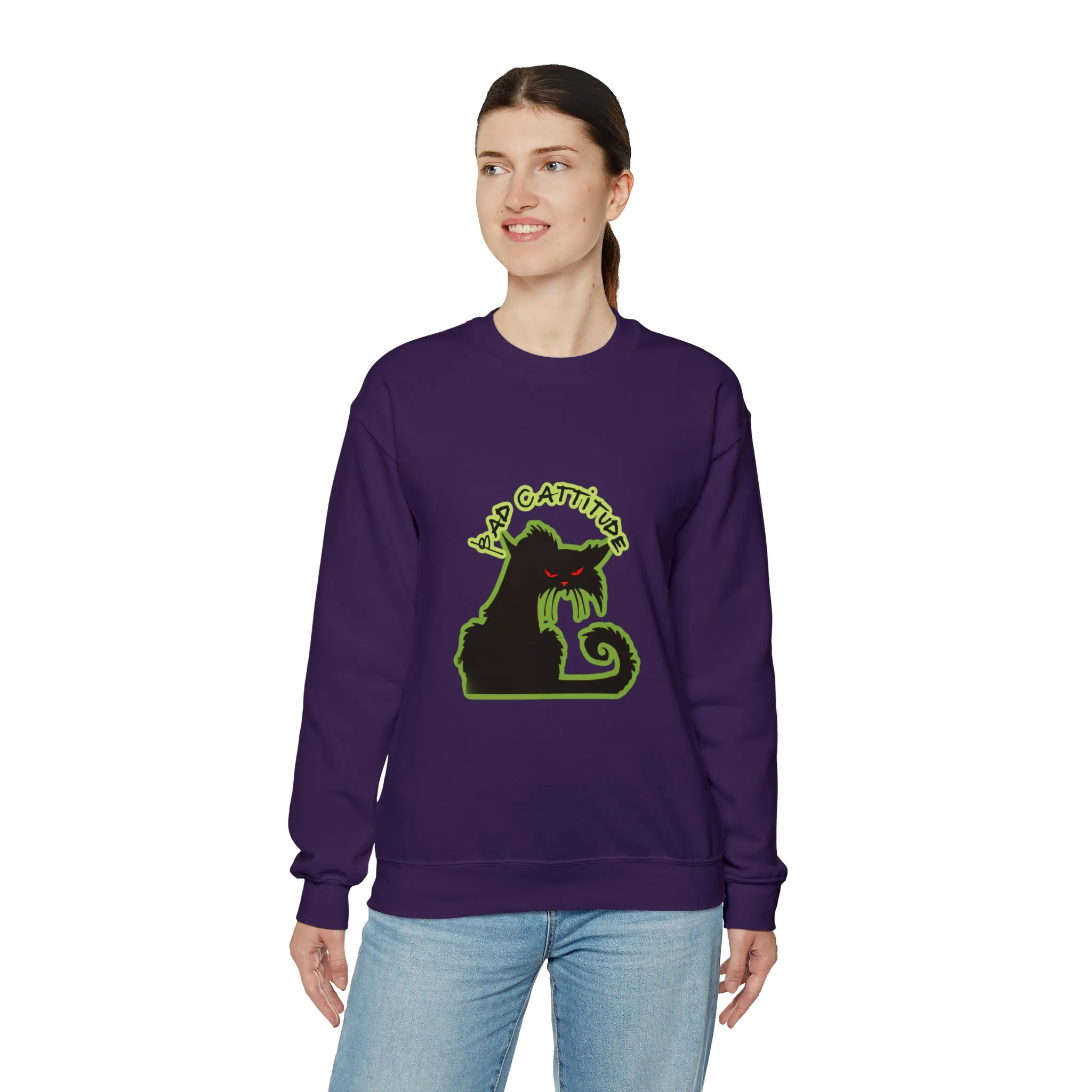 Bad Cattitude Unisex Heavy Blend™ Crewneck Sweatshirt