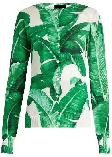 Banana Leaf Knit Cardigan Sweater