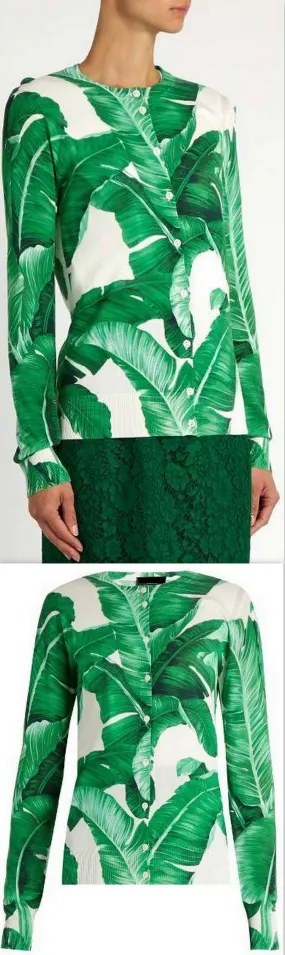 Banana Leaf Knit Cardigan Sweater