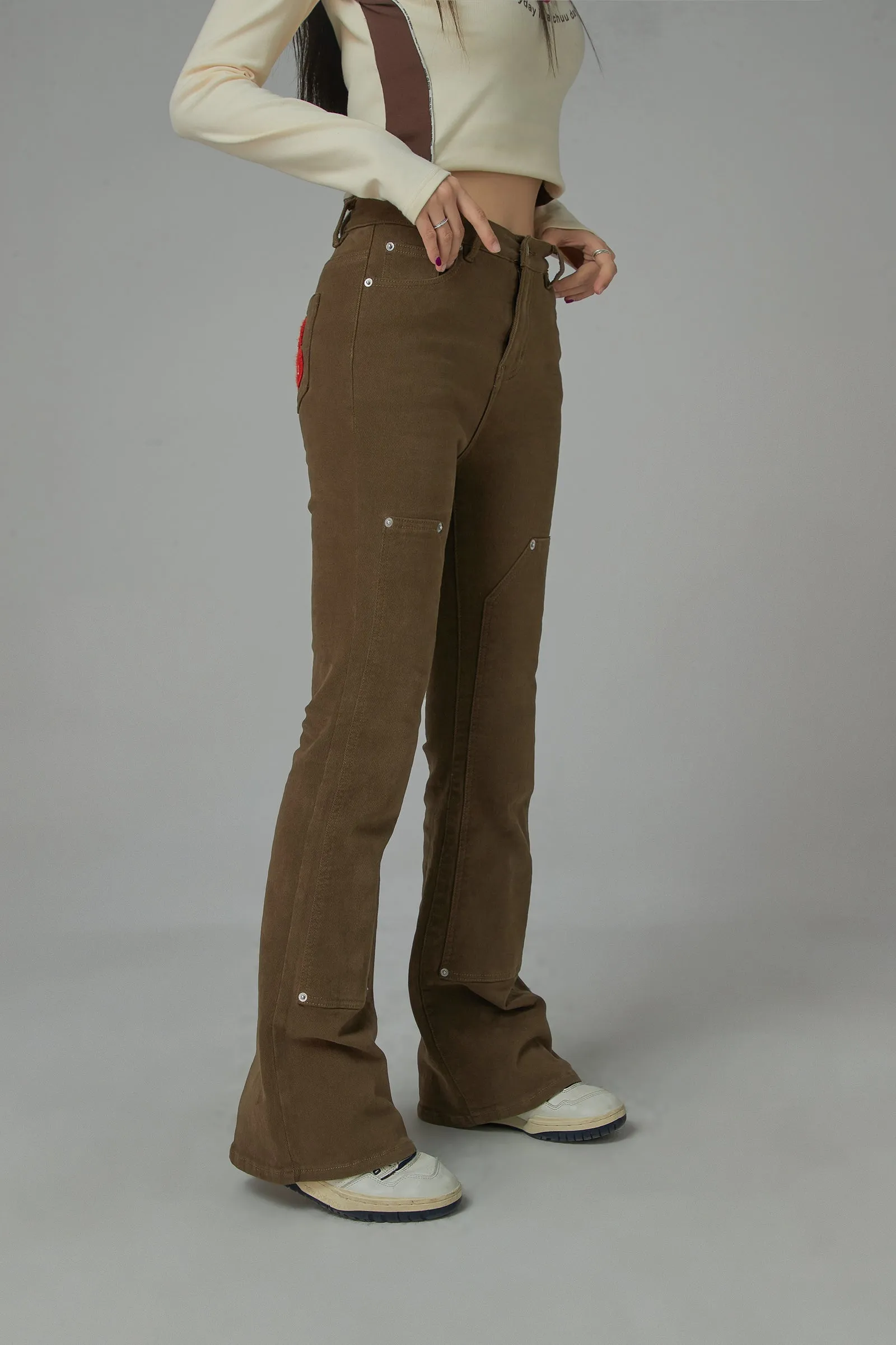 Better Than Ever Heart-Embroidered Bootcut Pants