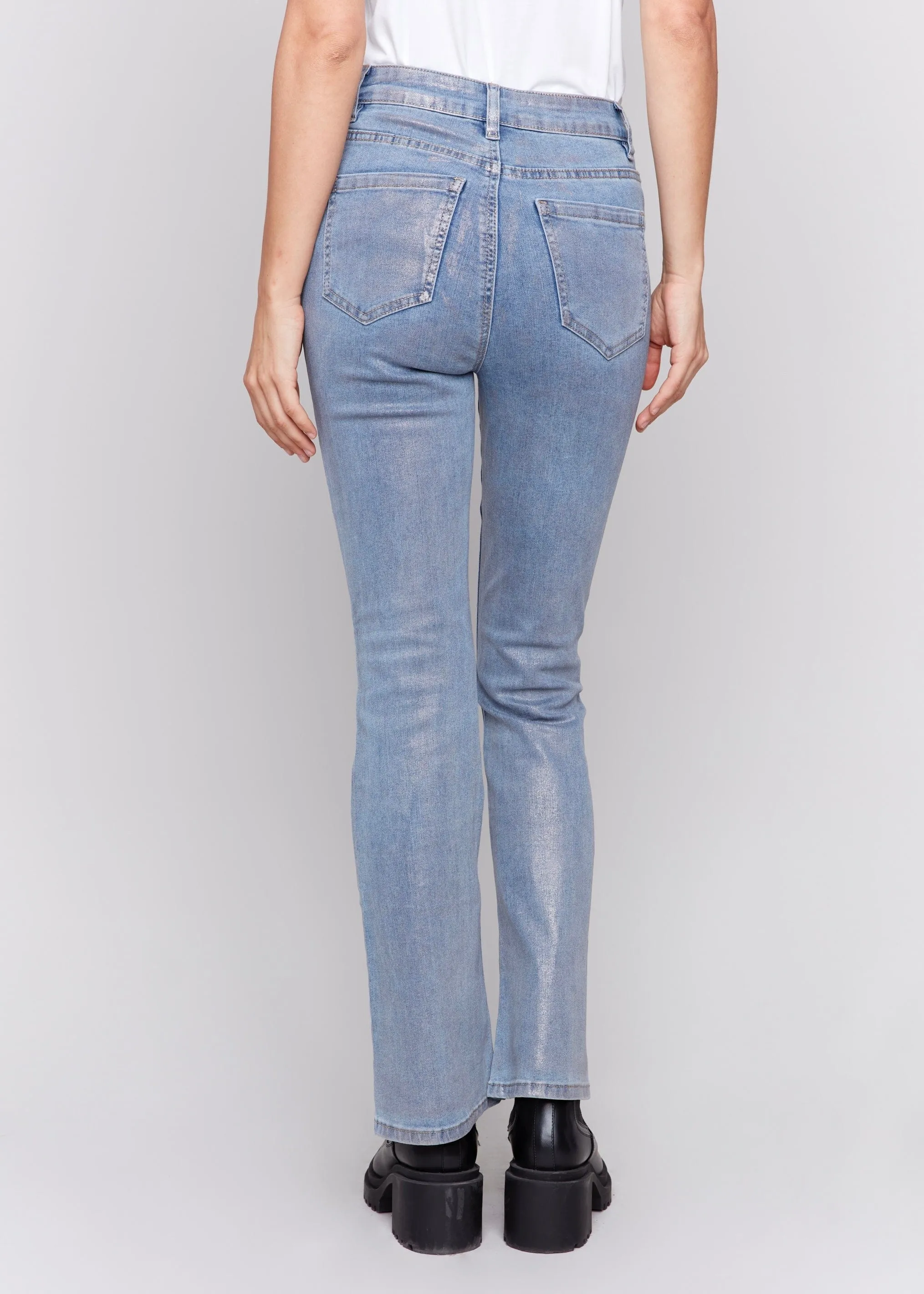 Bootcut Jean in Shimmer Silver Blue