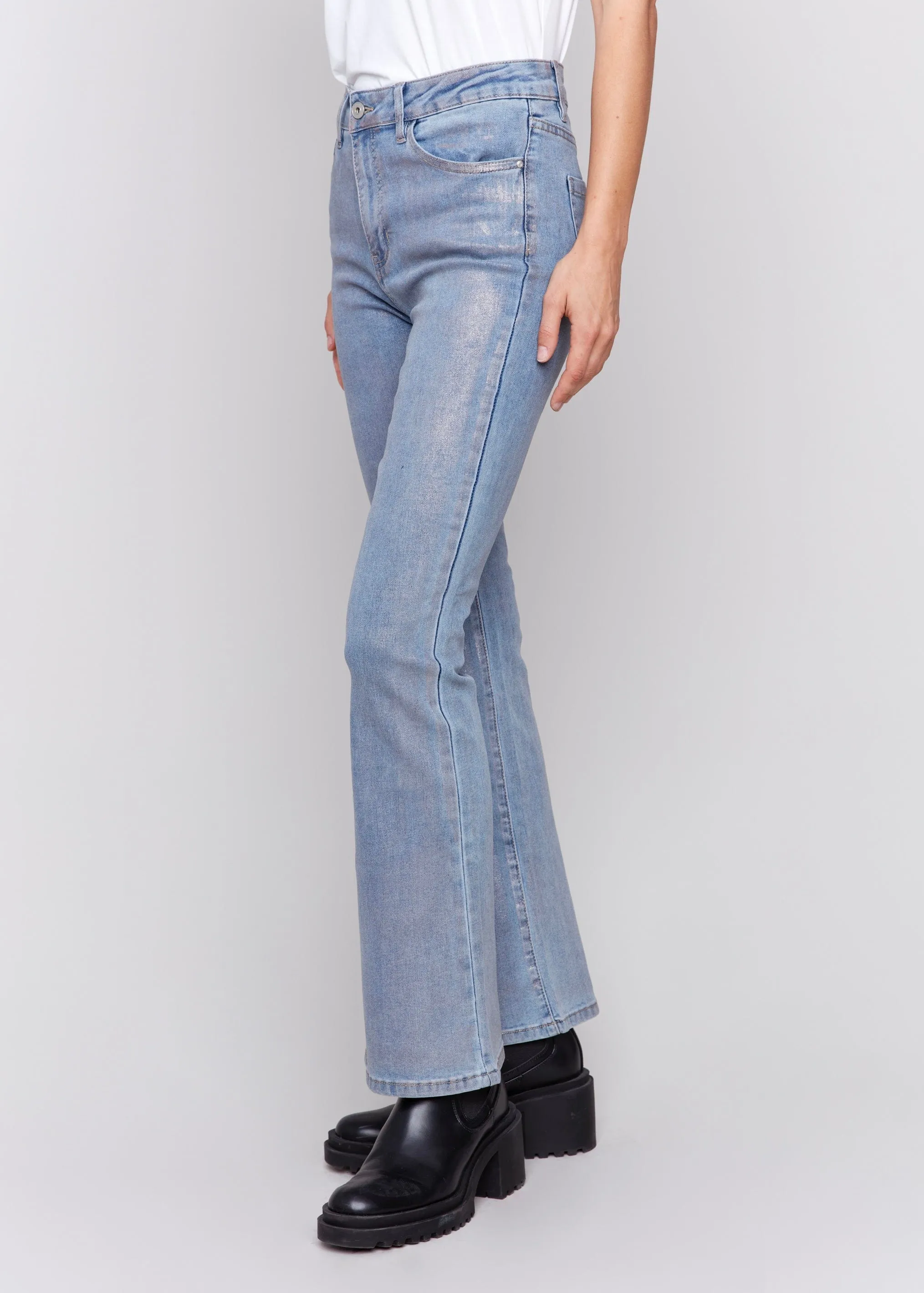 Bootcut Jean in Shimmer Silver Blue