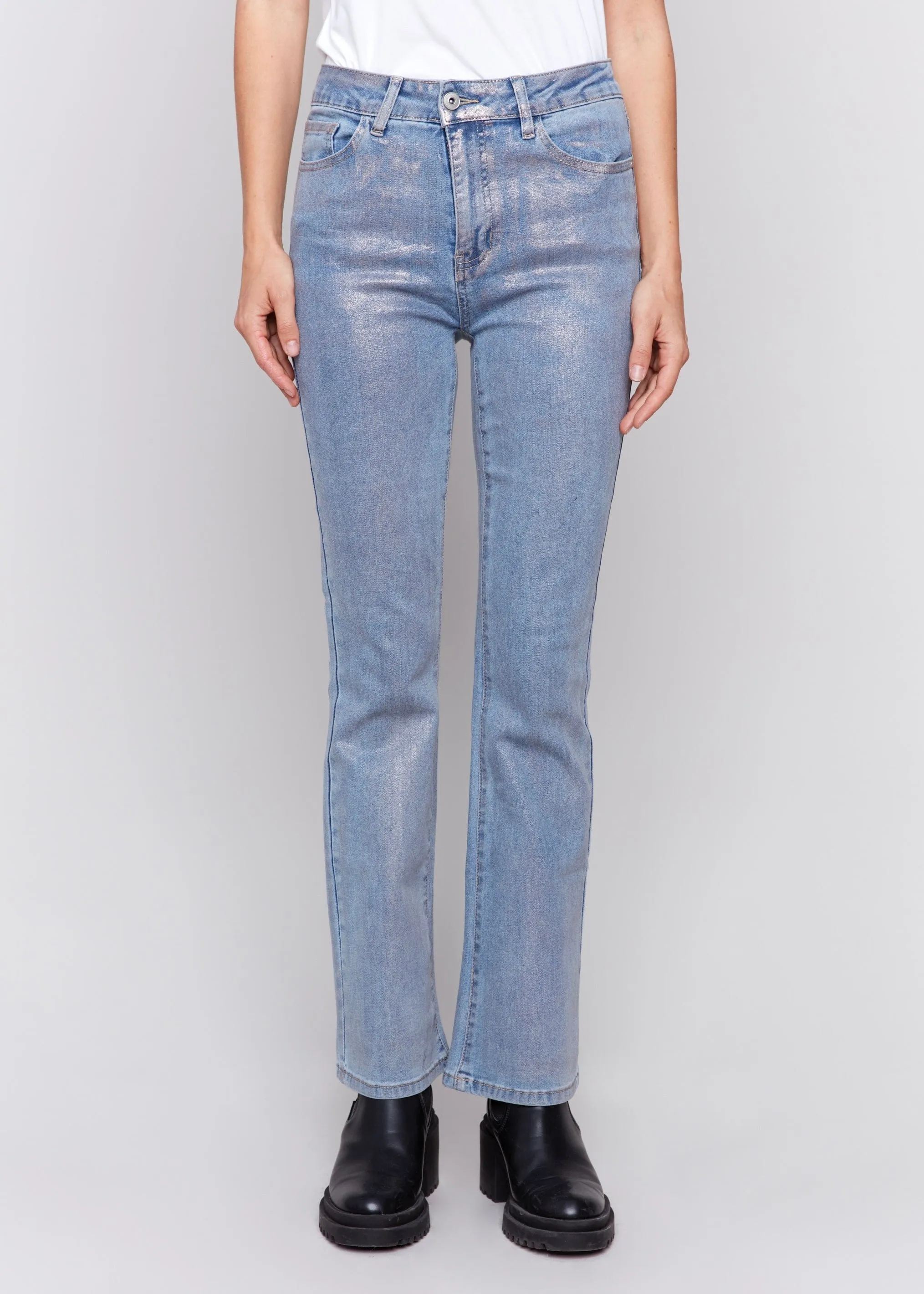 Bootcut Jean in Shimmer Silver Blue