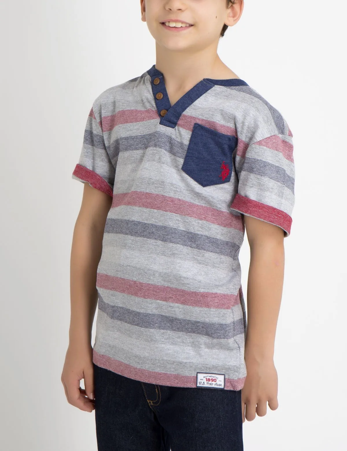 BOYS STRIPED HENLEY