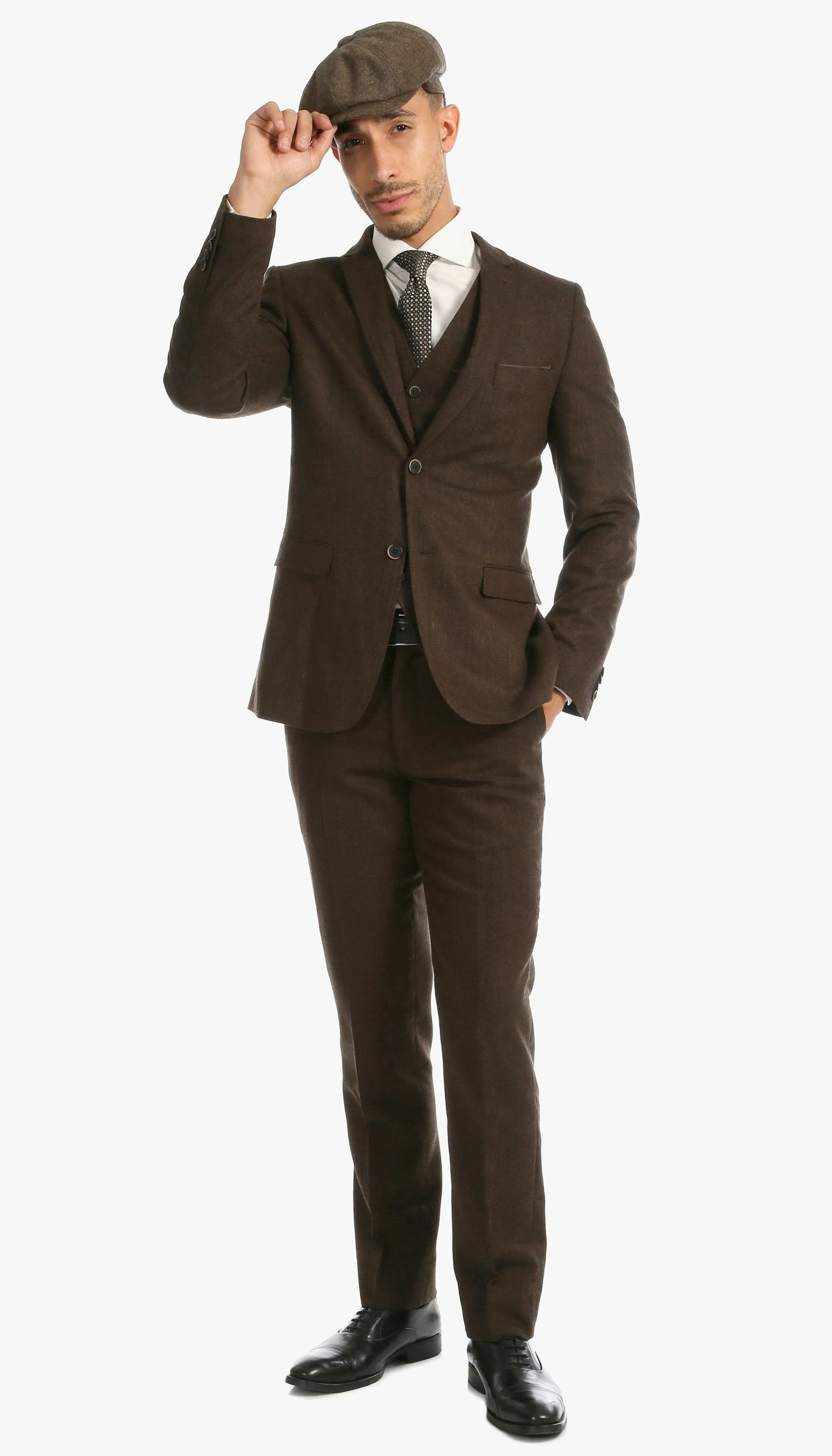 Bradford Cognac Slim Fit 3 Piece Tweed Suit