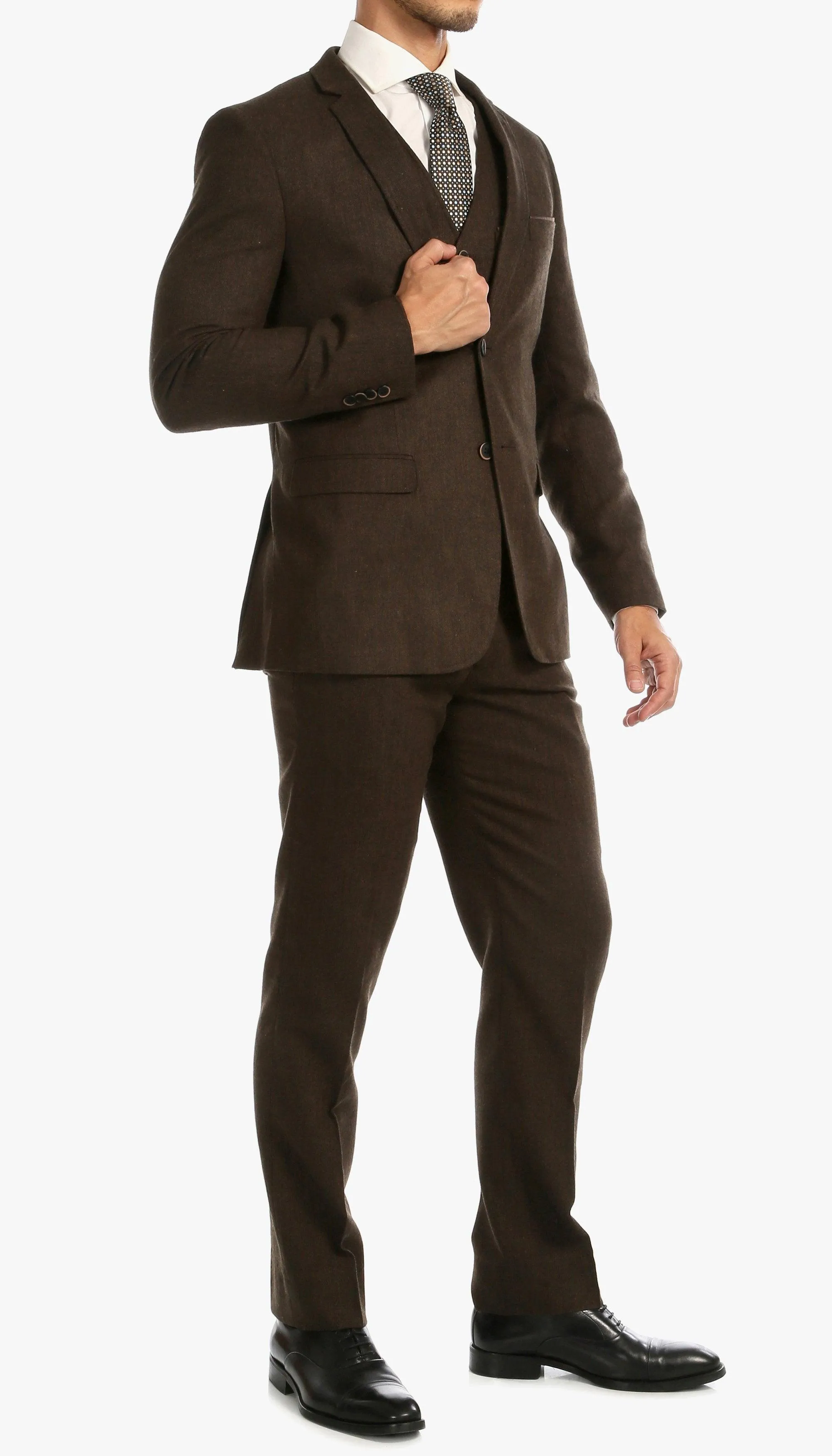 Bradford Cognac Slim Fit 3 Piece Tweed Suit