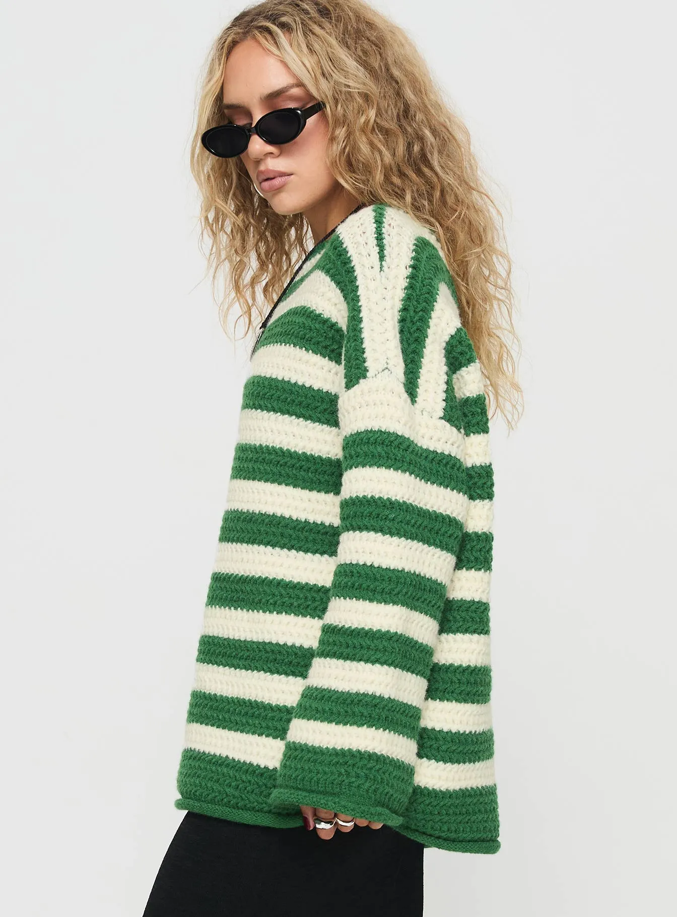 Brando Knit Sweater Green / Cream Stripe