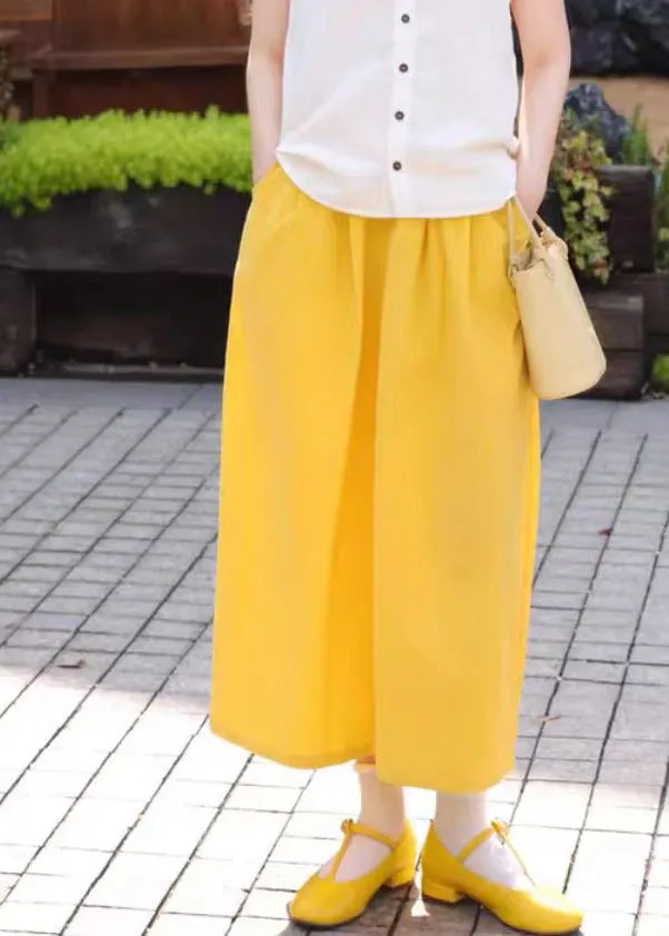 Brief Yellow Pockets Side Open A Line Skirts Summer LY9887