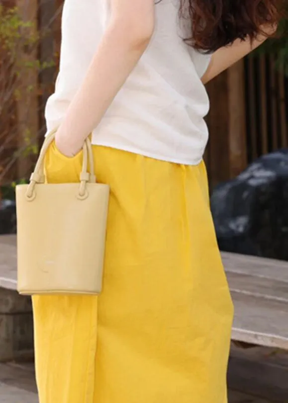 Brief Yellow Pockets Side Open A Line Skirts Summer LY9887