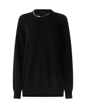 Cashmere Crewneck Sweater With Chain