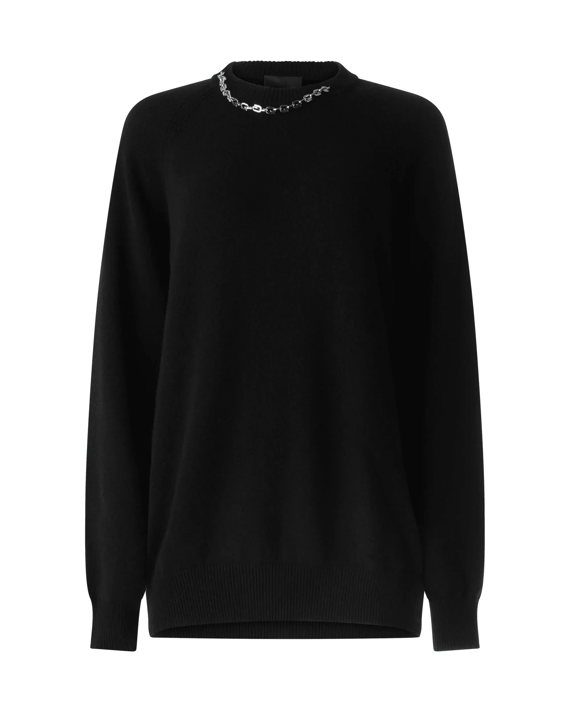 Cashmere Crewneck Sweater With Chain