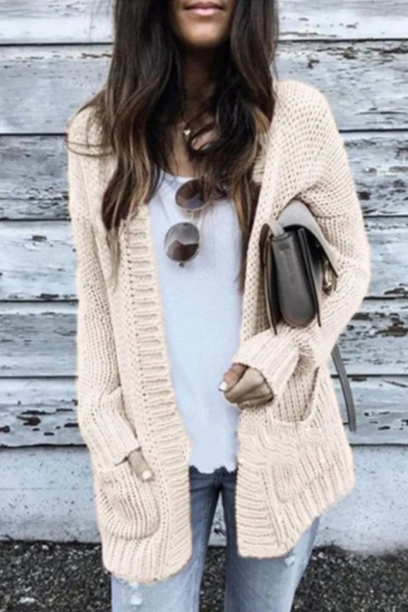 Casual Solid Patchwork Cardigan Collar Sweaters(5 colors)