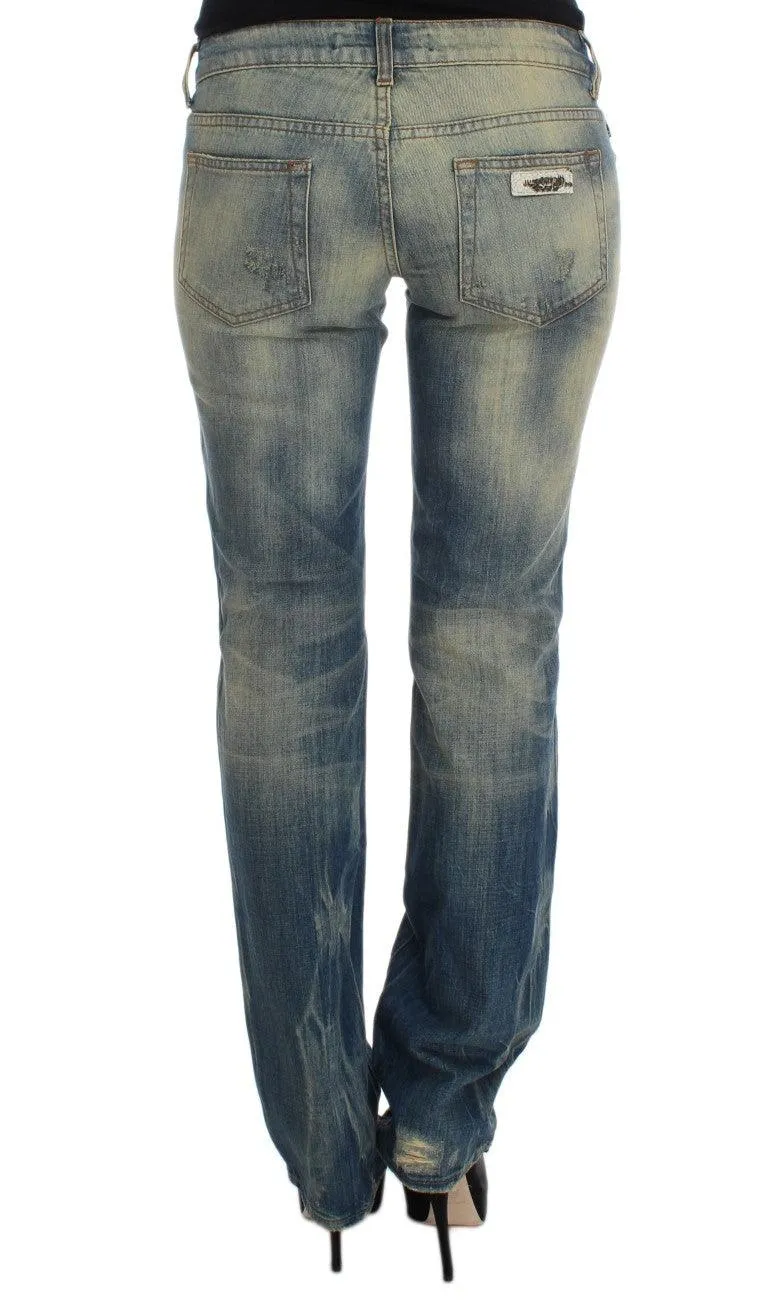 Cavalli Elegant Slim Bootcut Blue Jeans