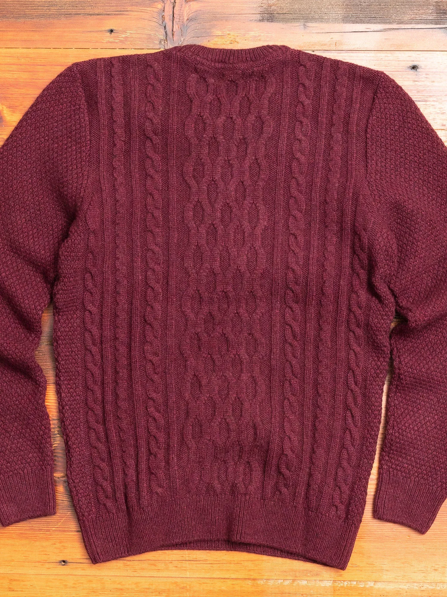 Chunky Cable Crew Sweater in Merlot