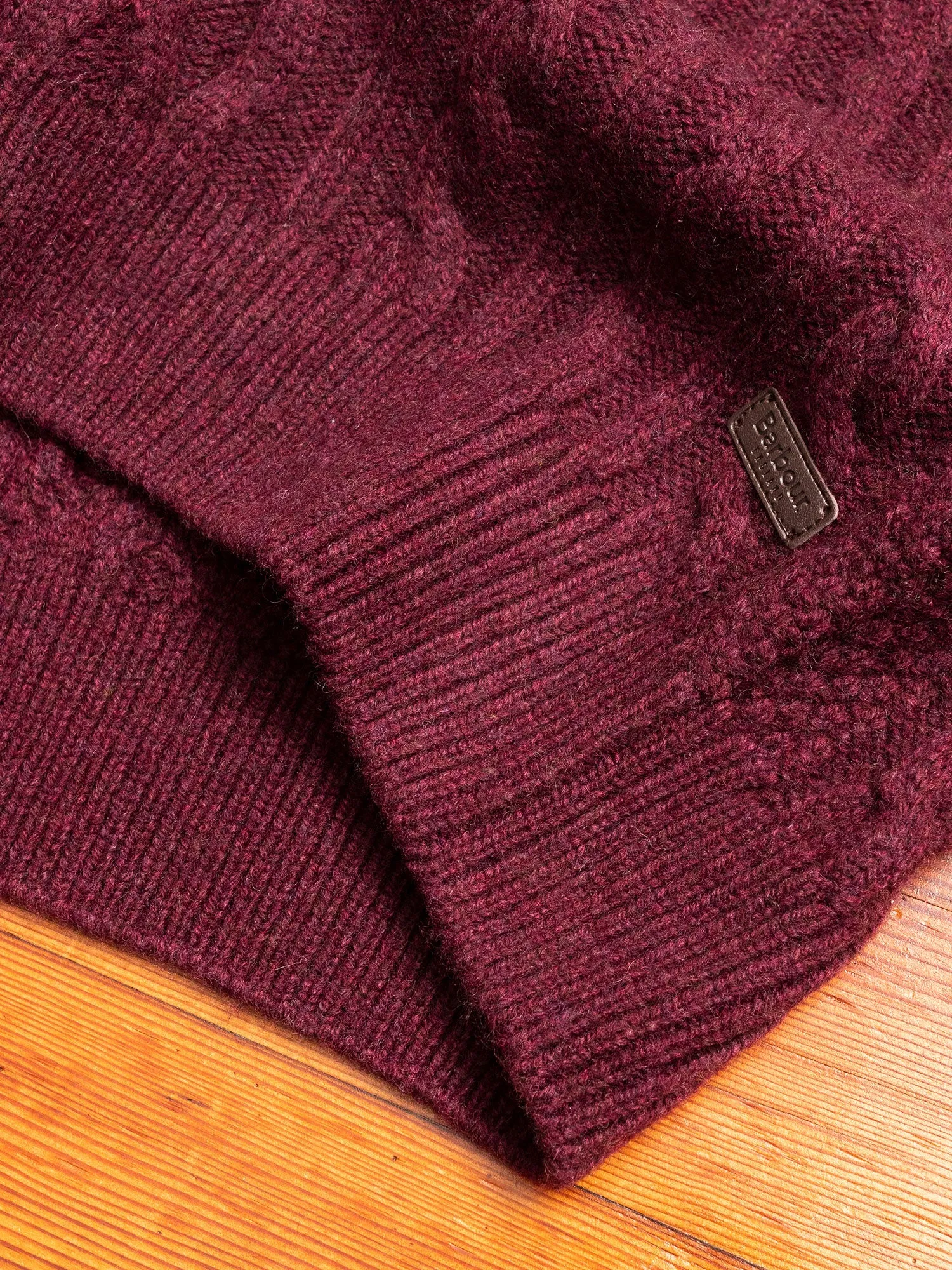 Chunky Cable Crew Sweater in Merlot