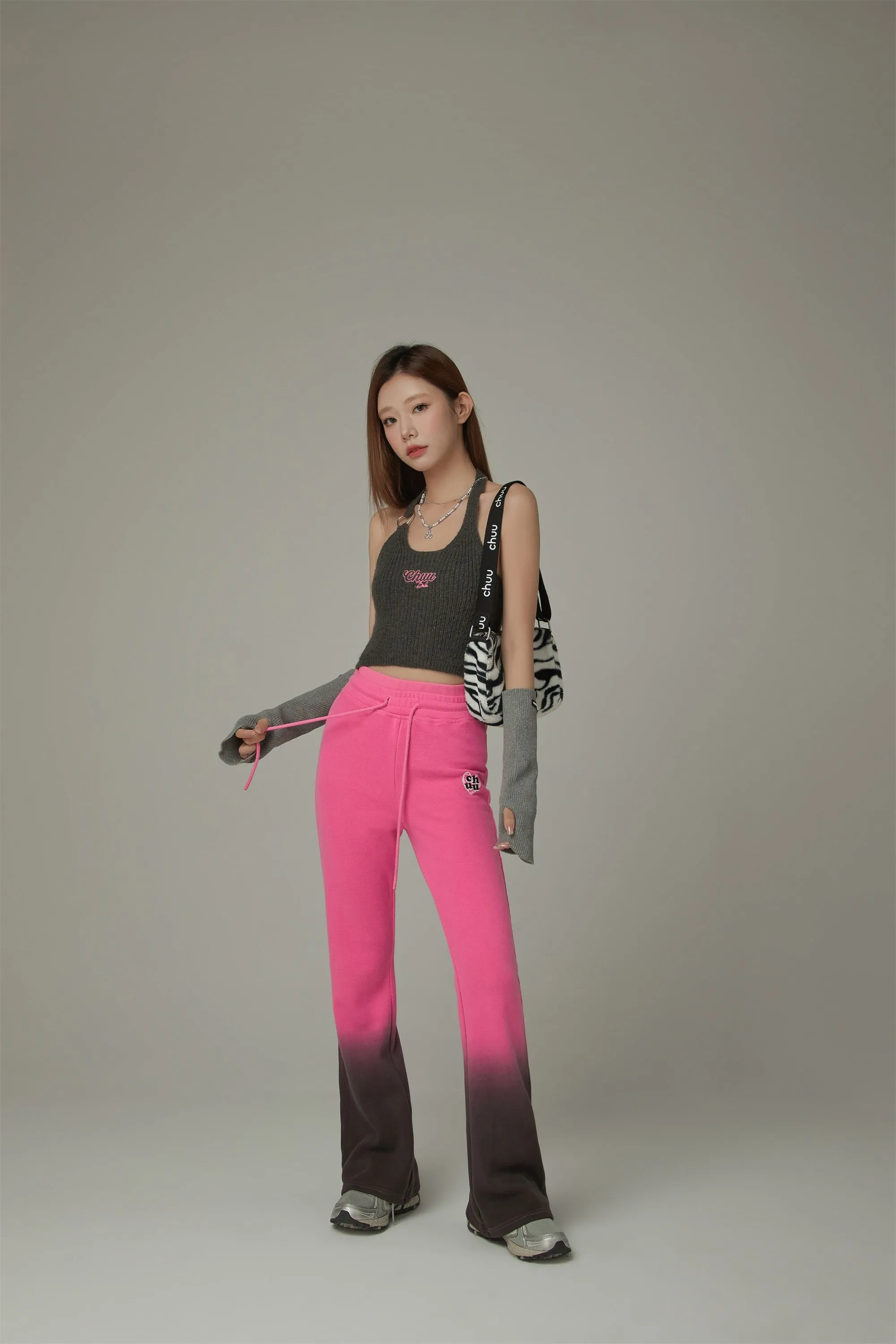 Color Matching Bootcut String Pants