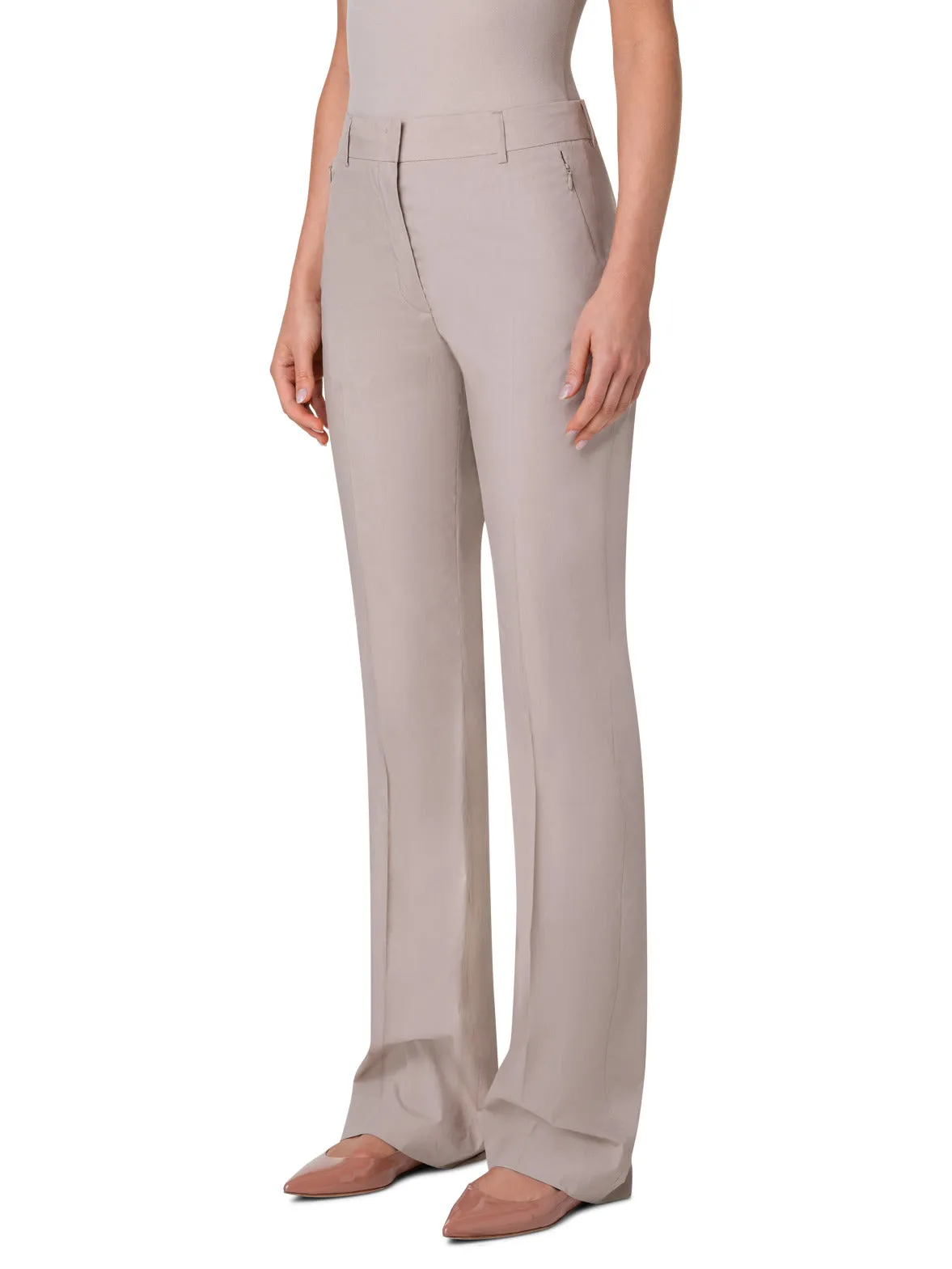 Cotton Poplin Pants with Slight Bootcut