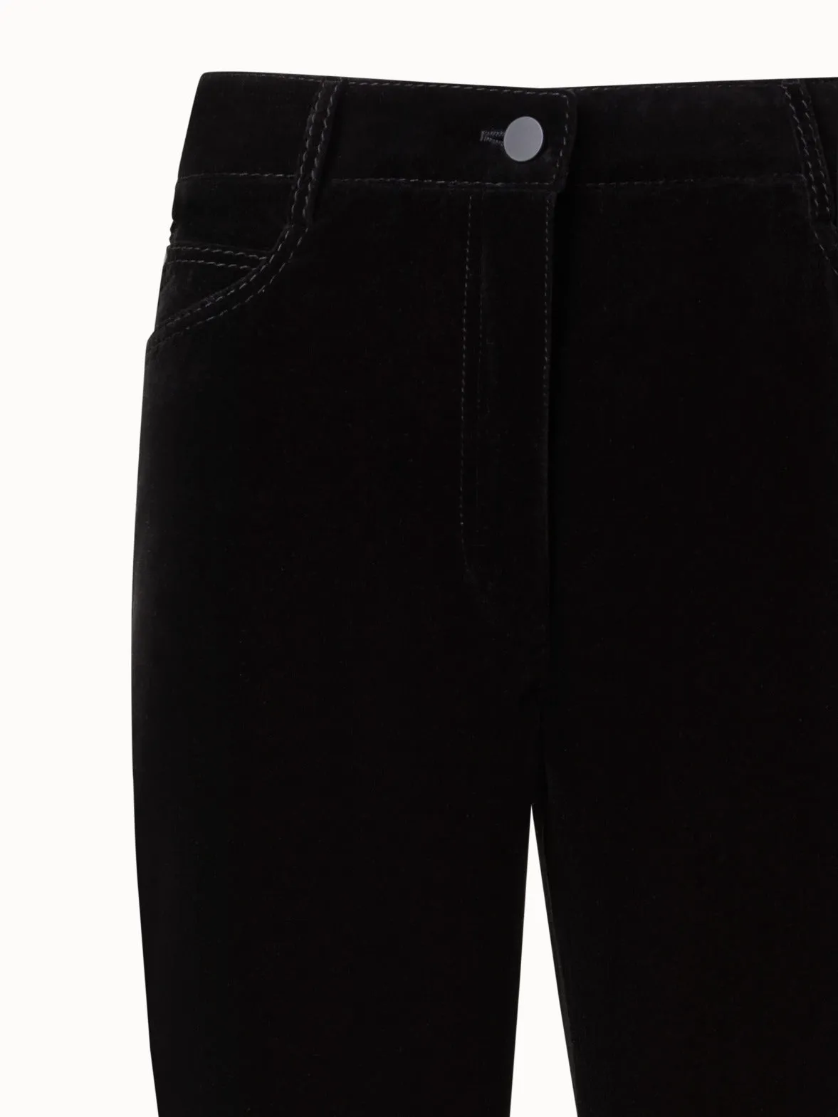 Cropped Velvet Bootcut Pants in Cotton