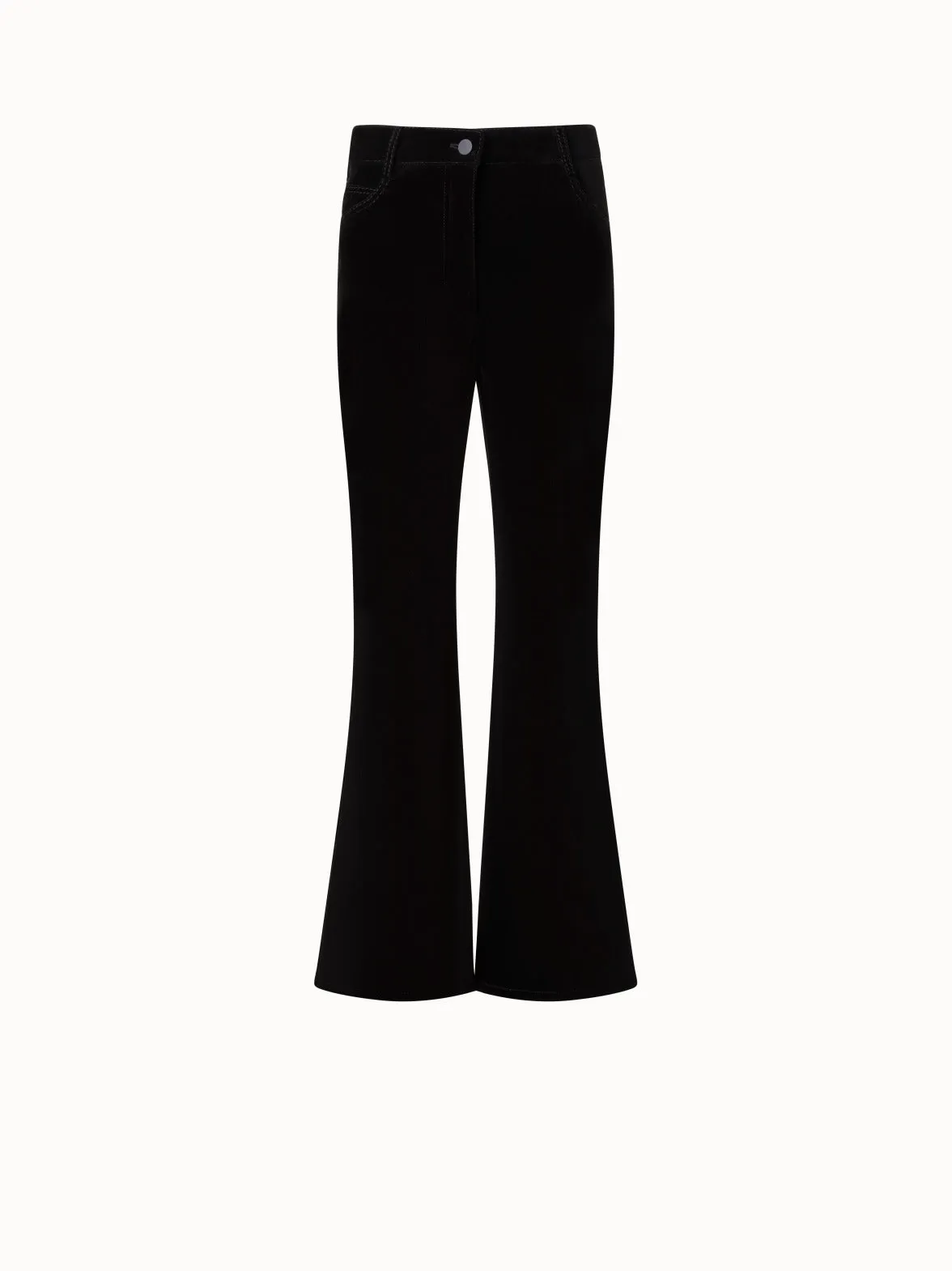 Cropped Velvet Bootcut Pants in Cotton