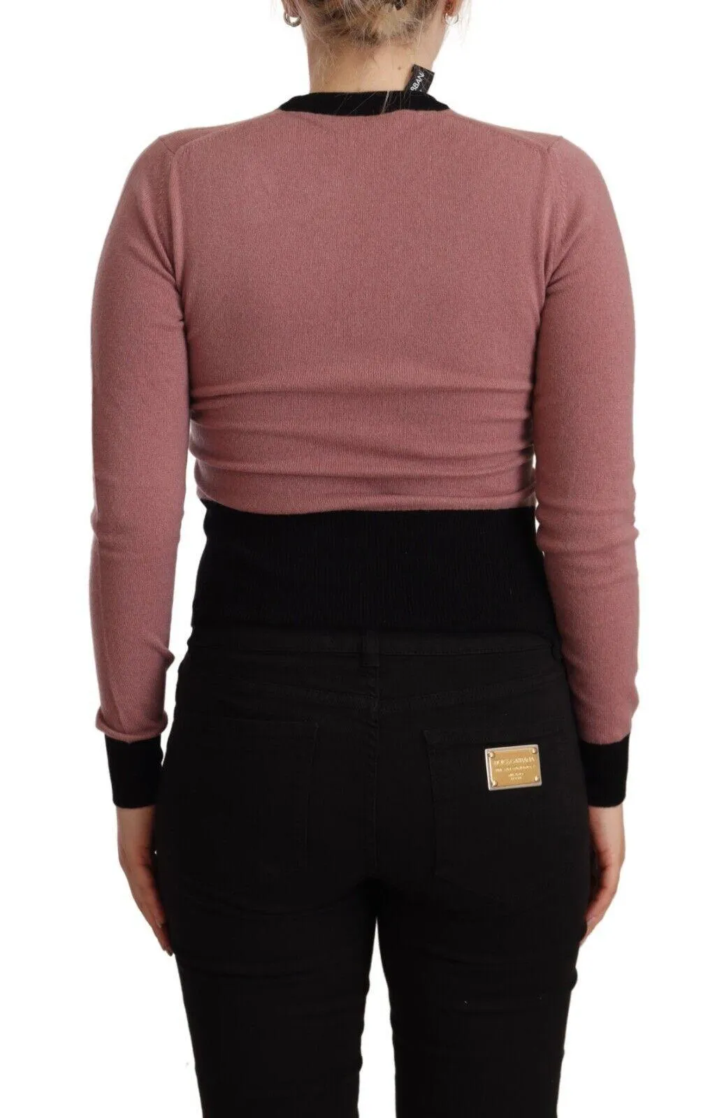 Dolce & Gabbana Pink Cashmere Crewneck Sartoria Pullover Sweater