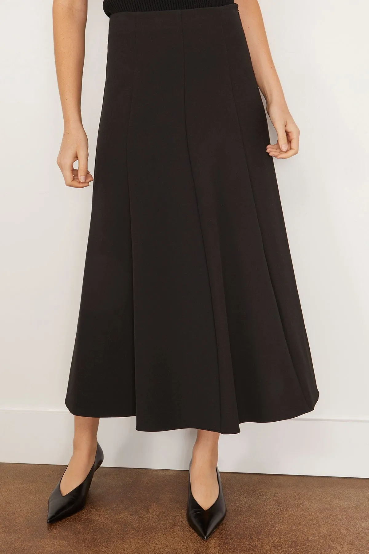 Dottie A-Line Midi Skirt in Black