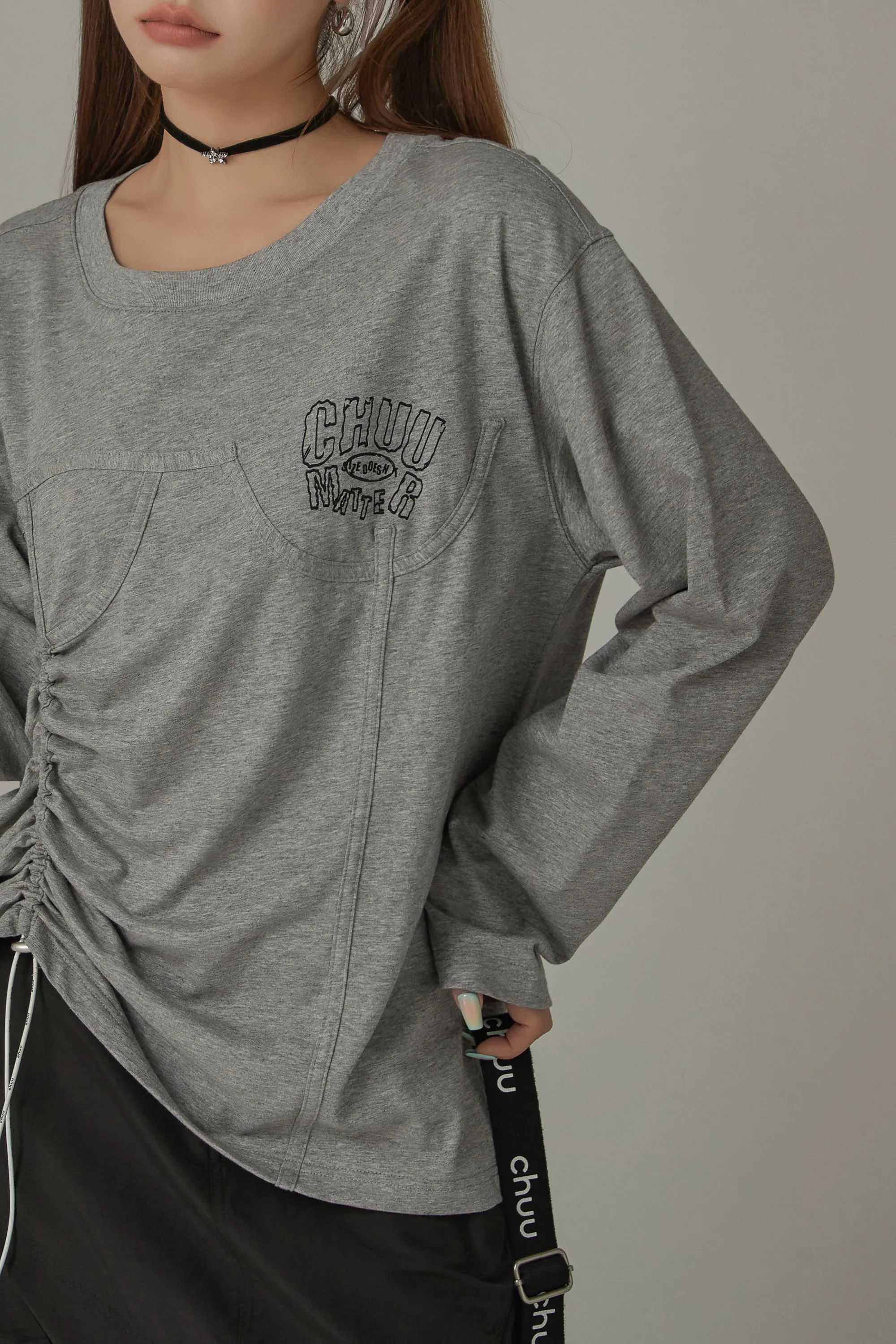 Drawstring Loosefit Long Sleeve T-Shirt