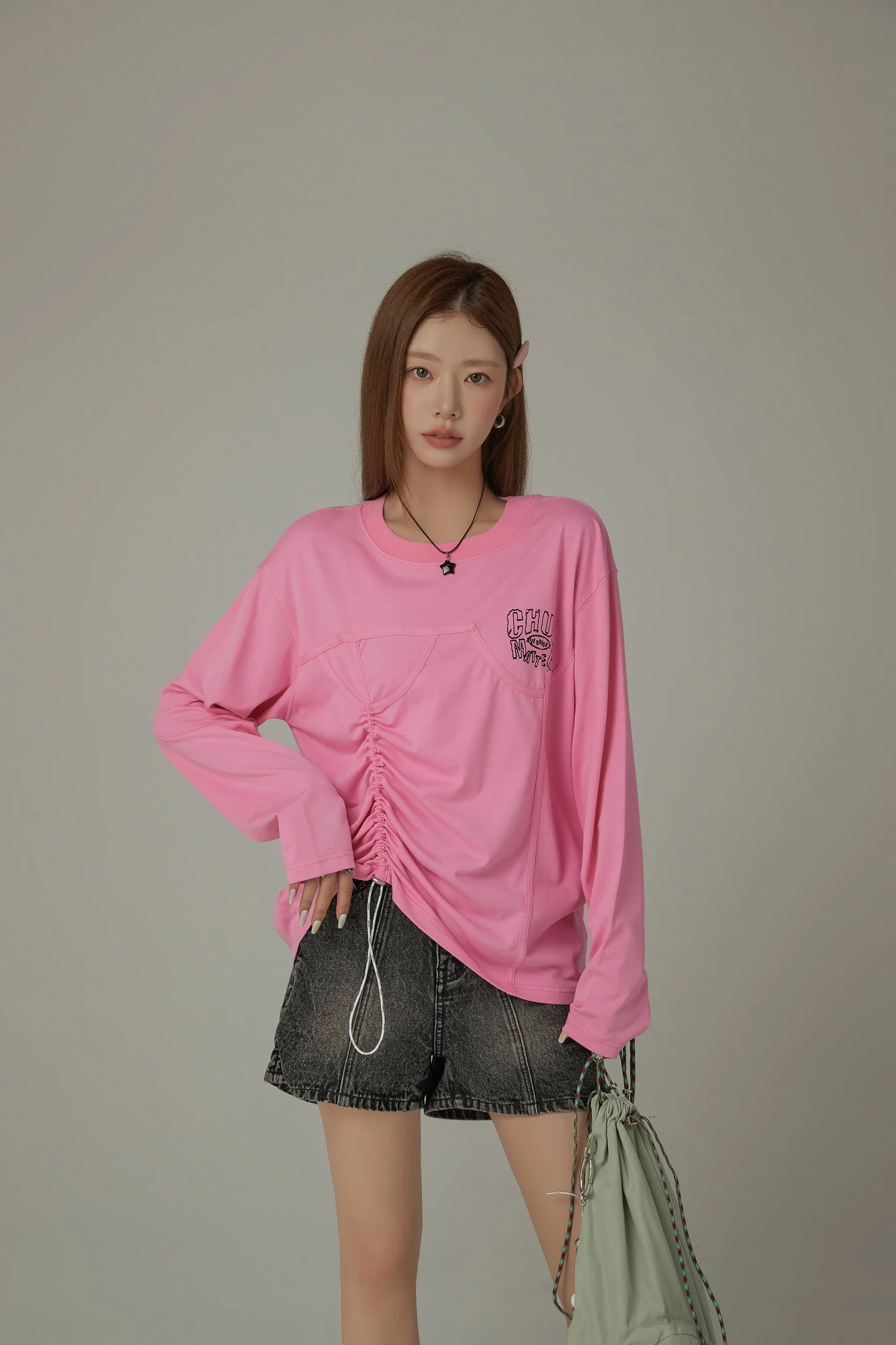 Drawstring Loosefit Long Sleeve T-Shirt