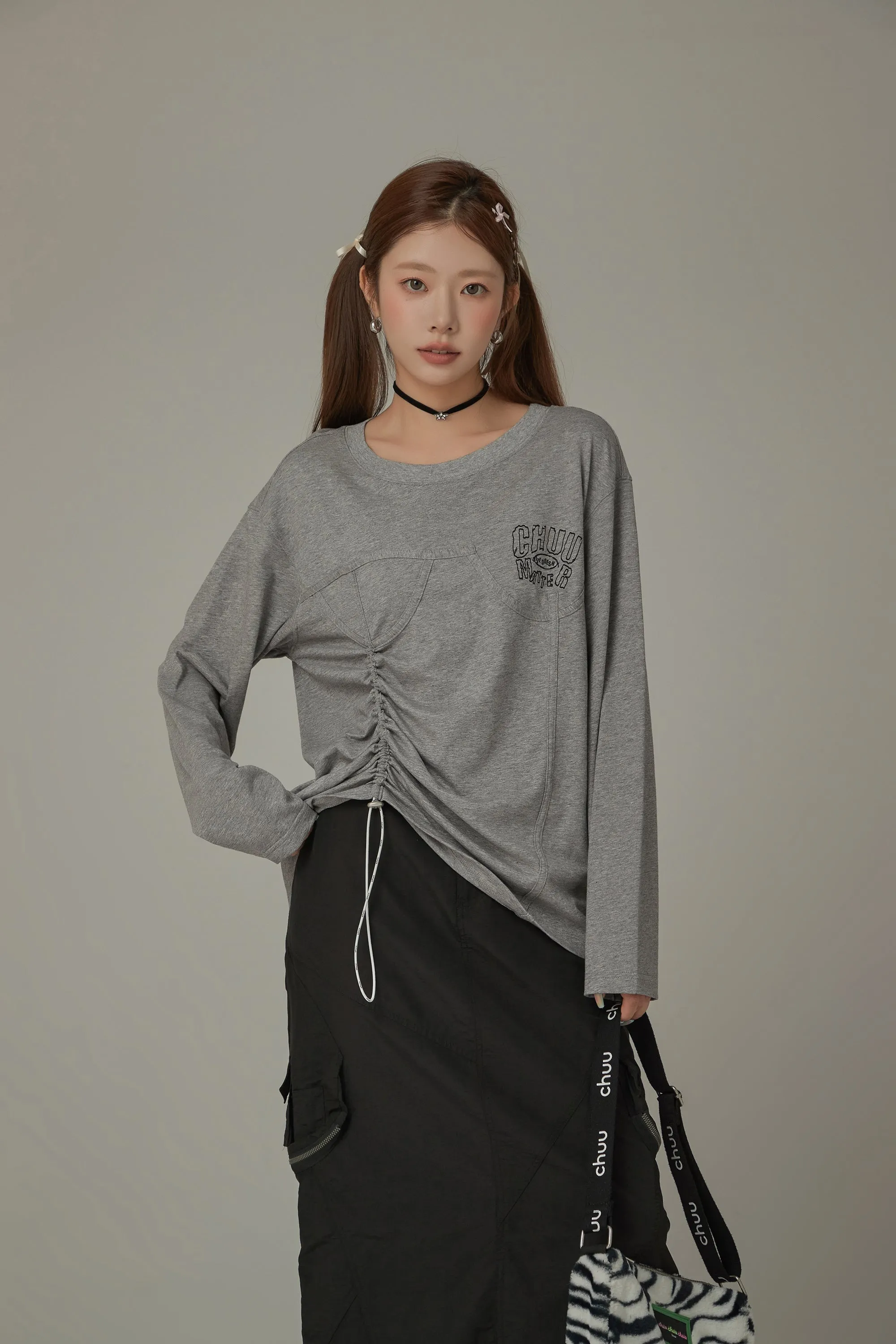 Drawstring Loosefit Long Sleeve T-Shirt